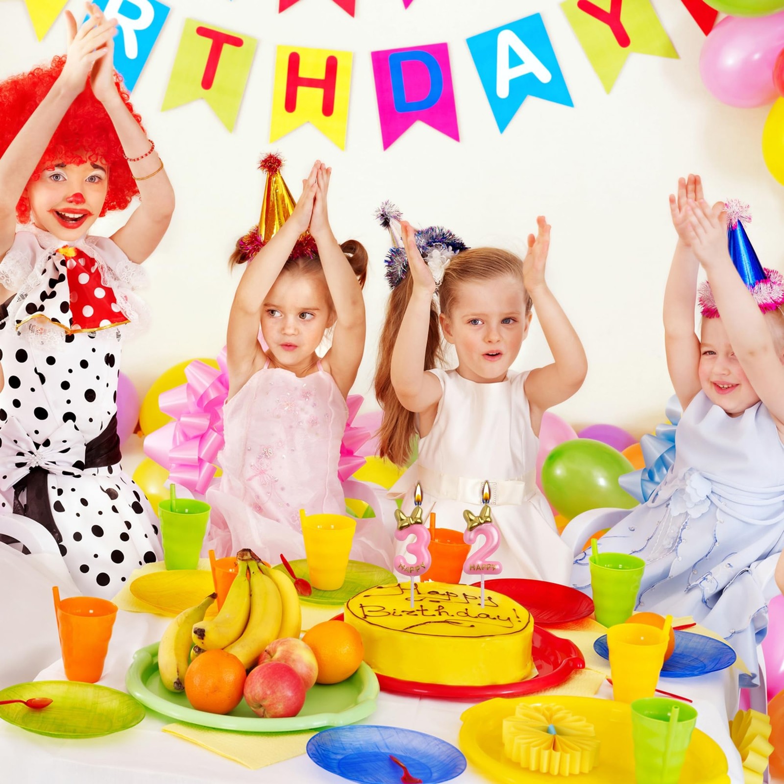 23rd 32nd Birthday Candles, Pink 32 23 Year Old Cake Topper Cute Number Birth...