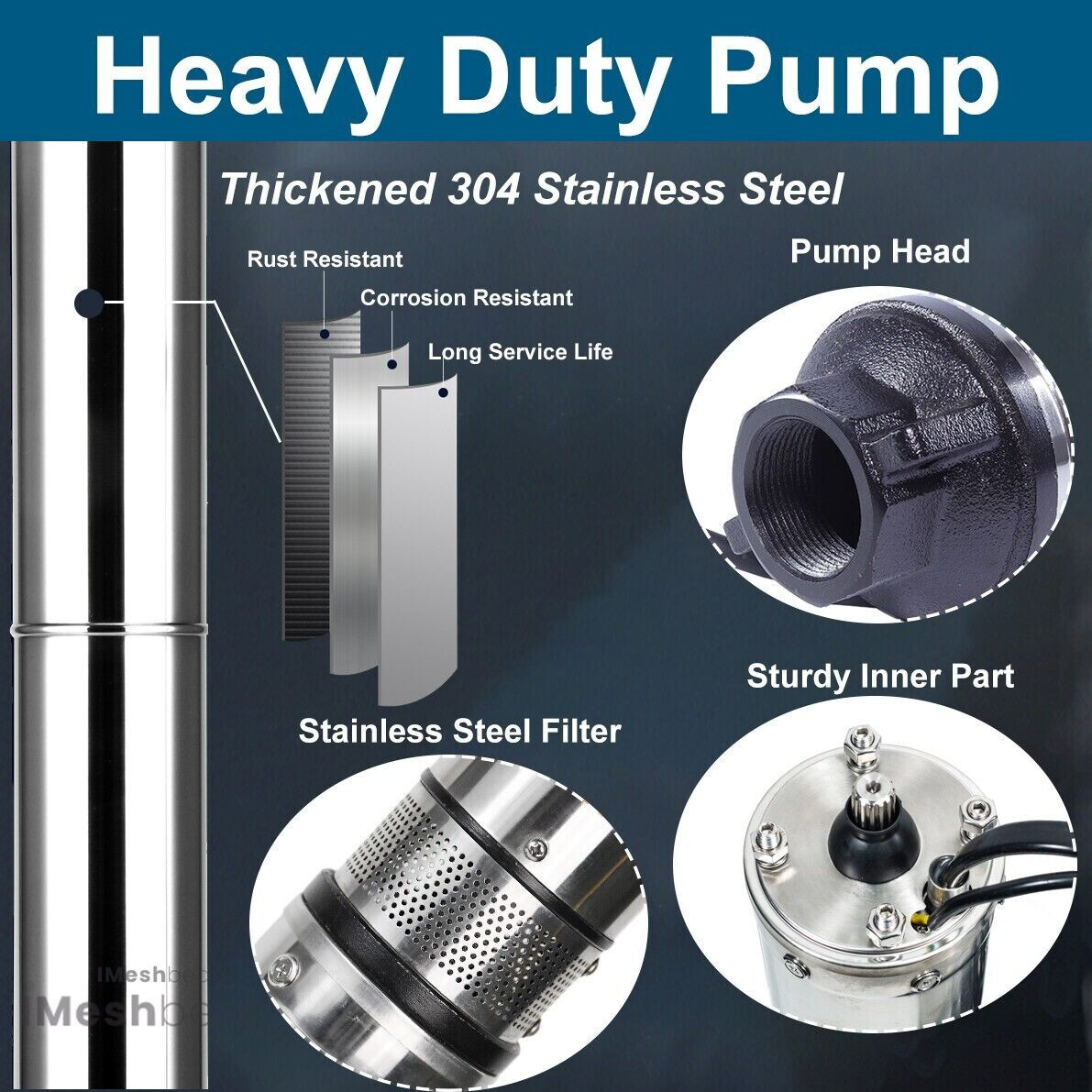 4'' Deep Well Submersible Pump 1HP 207' 37GPM 110V Stainless Steel w/Control Box