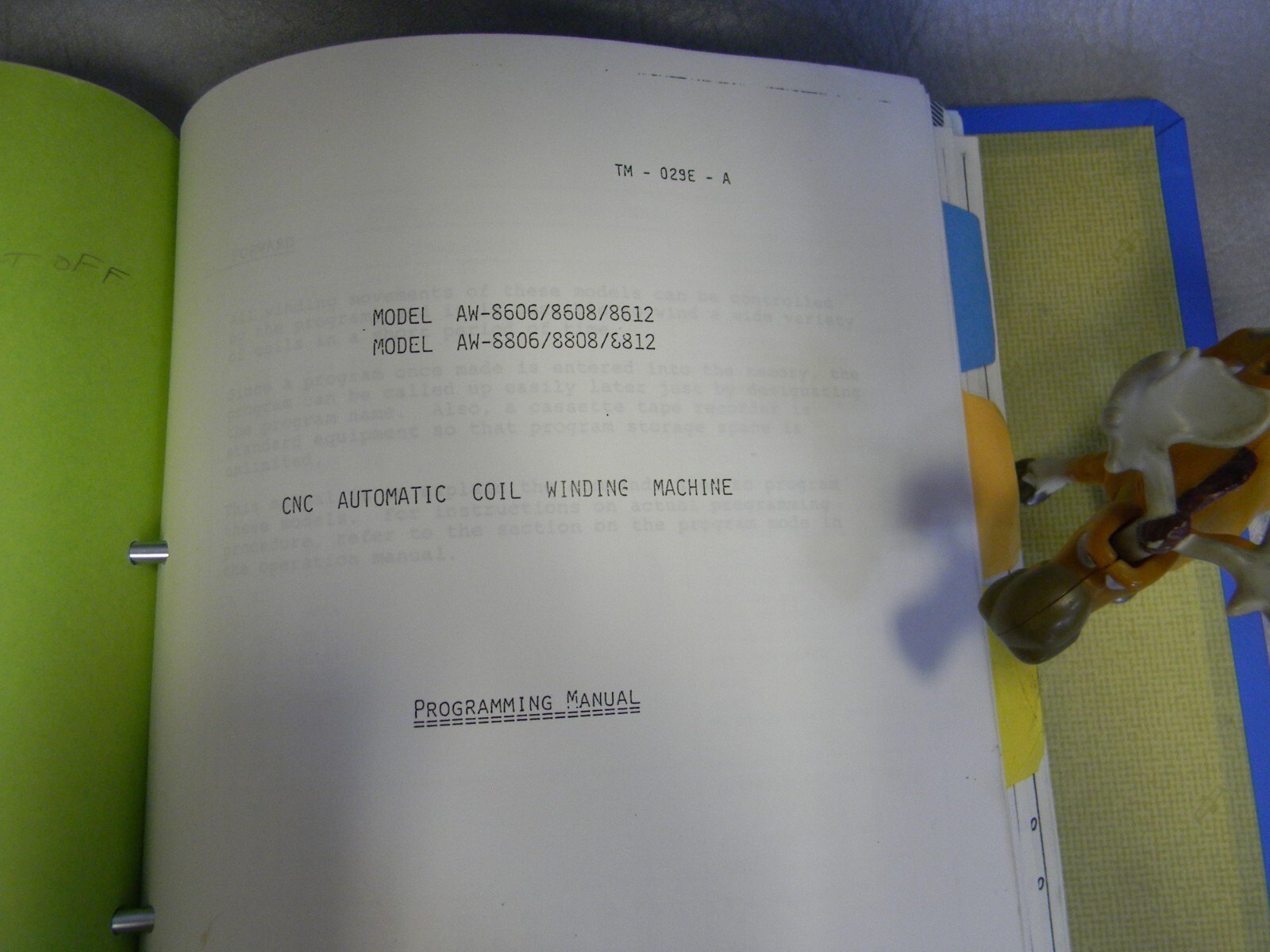 Tanaka Automatic Winding Machine w/ Magnetic Tensioner Manual & Parts List Copy