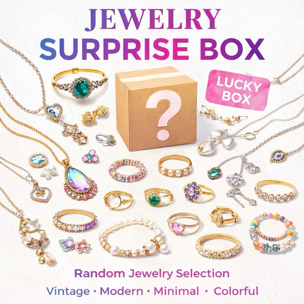 Jewelry Mystery Box Surprise – Random Necklace Ring Bracelet Earrings Gift Box