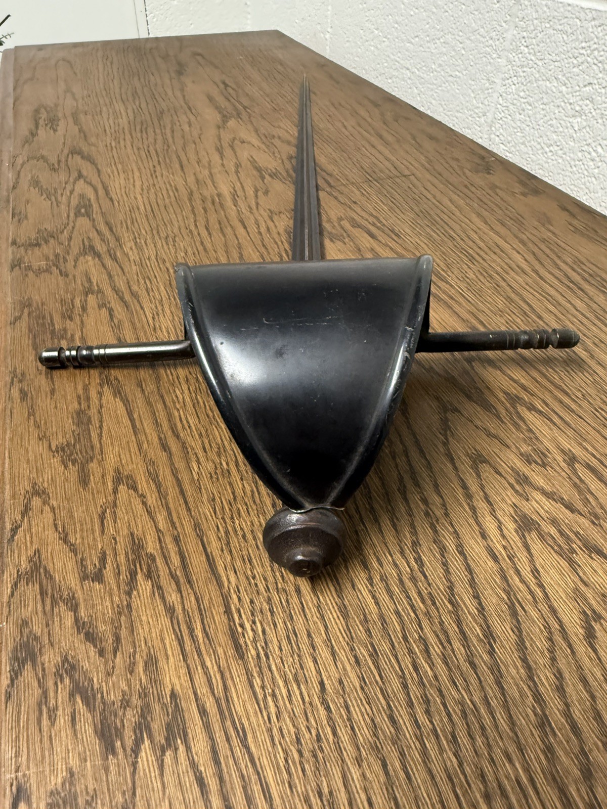 Antique Vintage 19th Century Sword Made In Spain Trefoil Blade Wood Handle