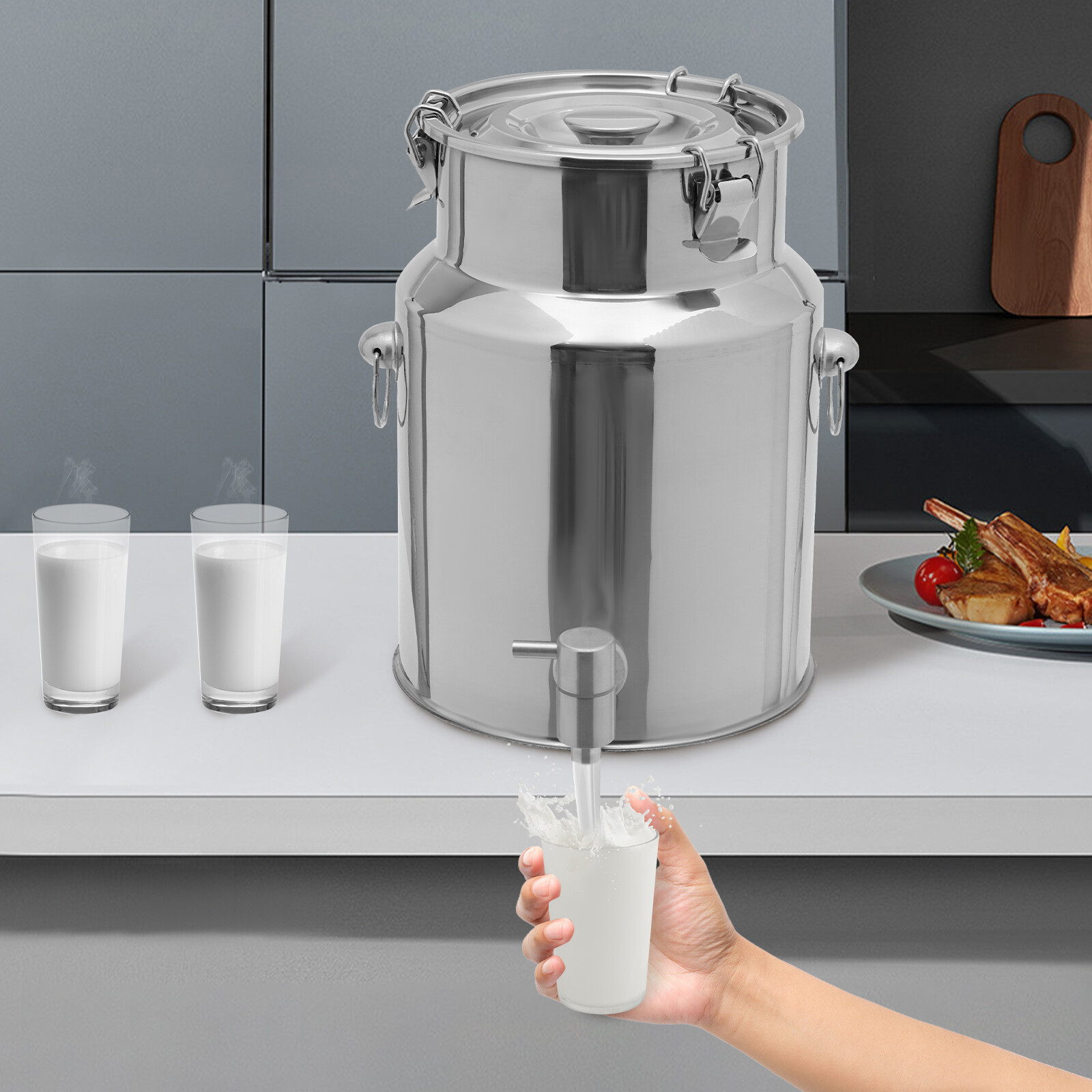 Beverage Drink Dispenser 304 Stainless Steel Milk Can Milk Transport Barrel
