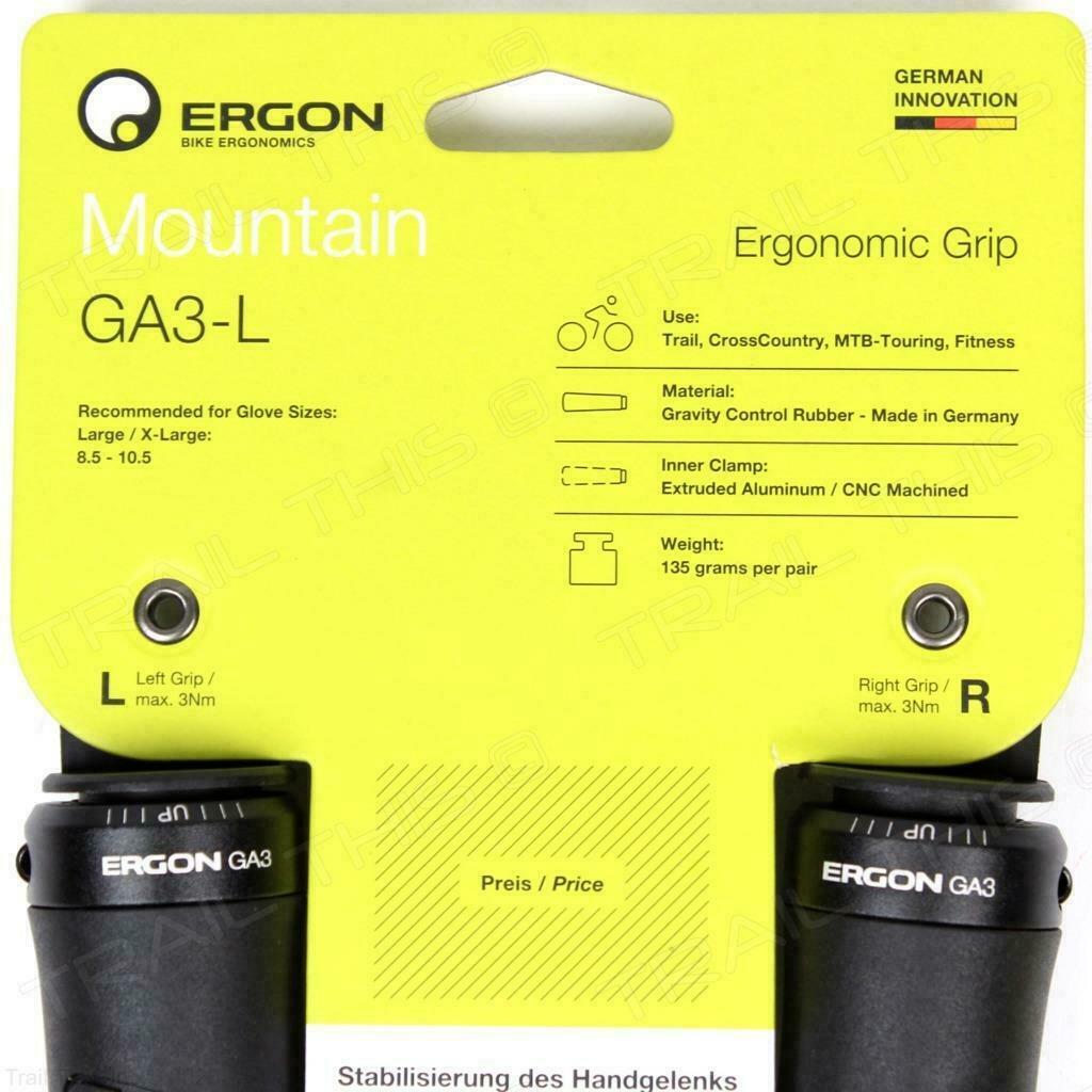 Ergon GA3-L Large Lock-On Ergo Handlebar Bike Grips for Trail All Mountain MTB