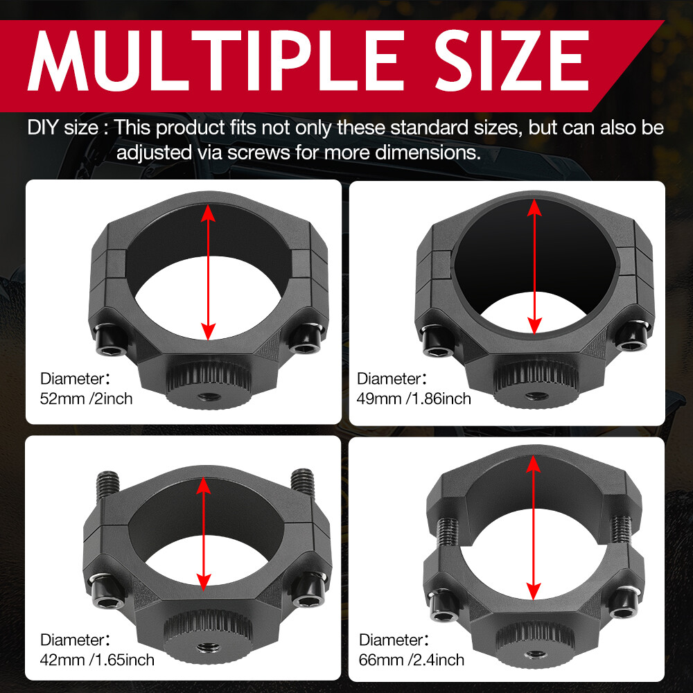 UTV Whip Light Mount Flag Bracket 360°Adjustable For 1.5"-2" Roll Bar Mounting