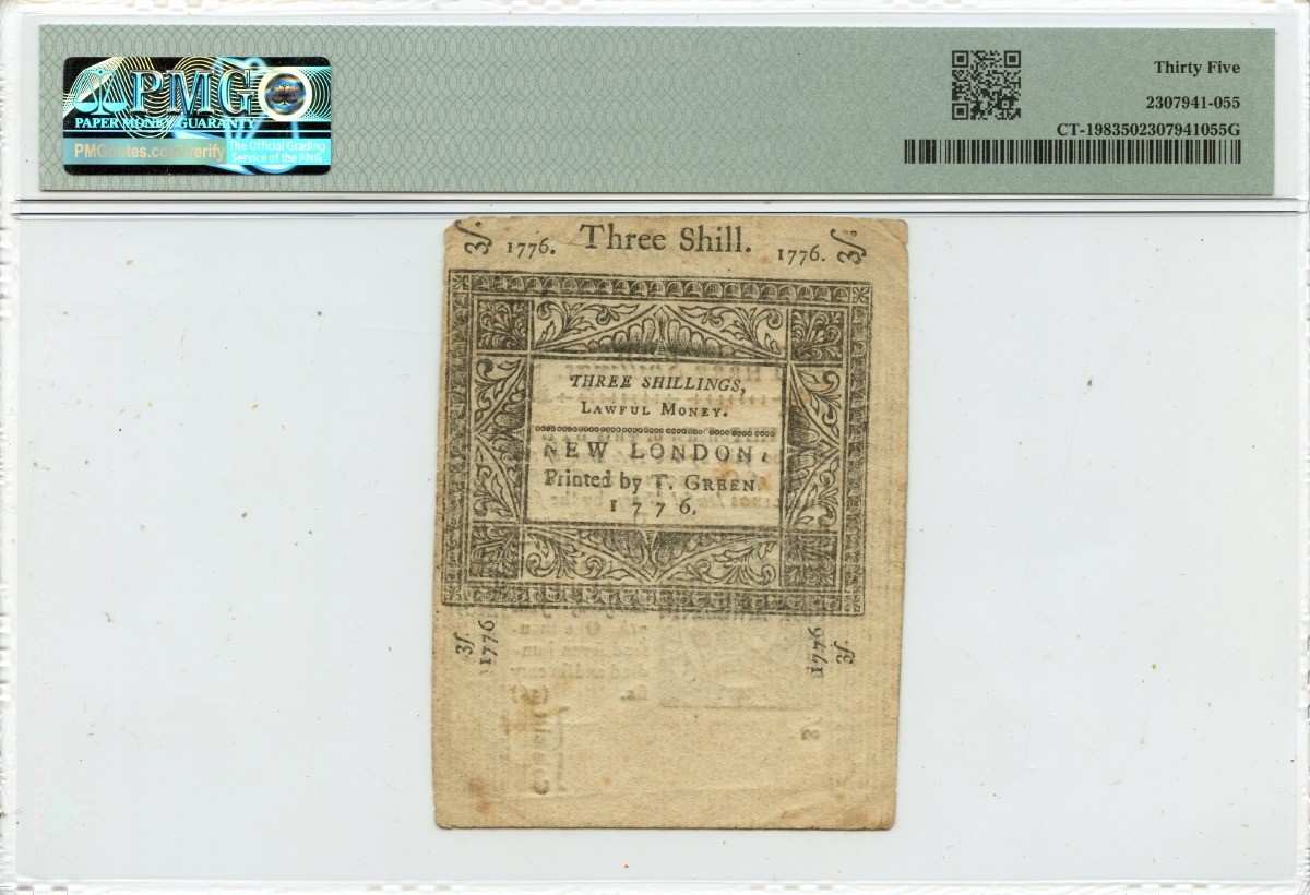 1776 June 7 3 Shillings Connecticut Colonial Note FR#CT-198 PMG VF35