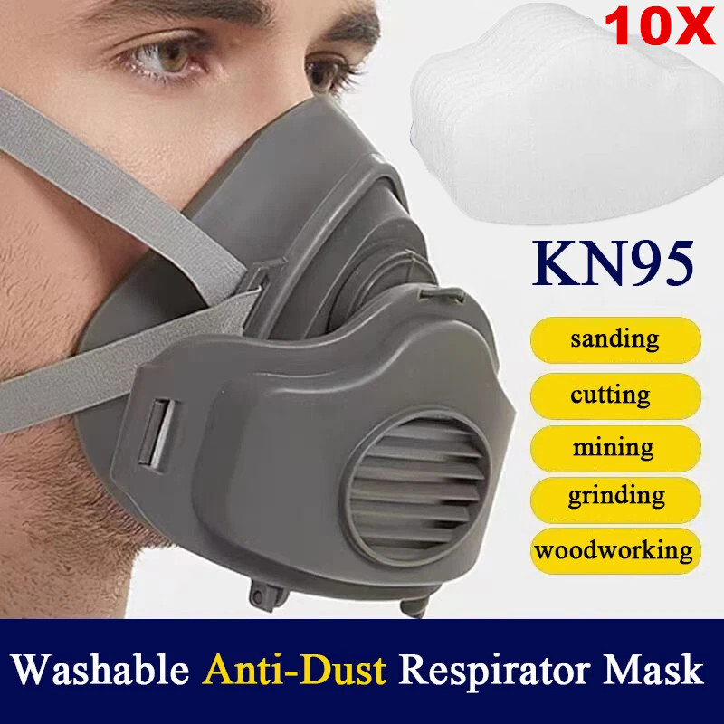 Half Face Shield Respirator Dust Mask for Painting Sanding Woodworking Facepiece