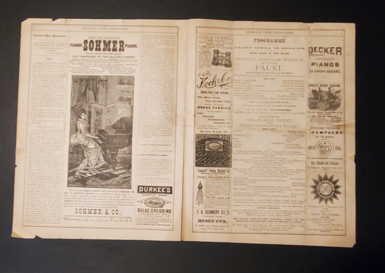 5186----1887 American Opera Programme for the Metropolitan Opera House