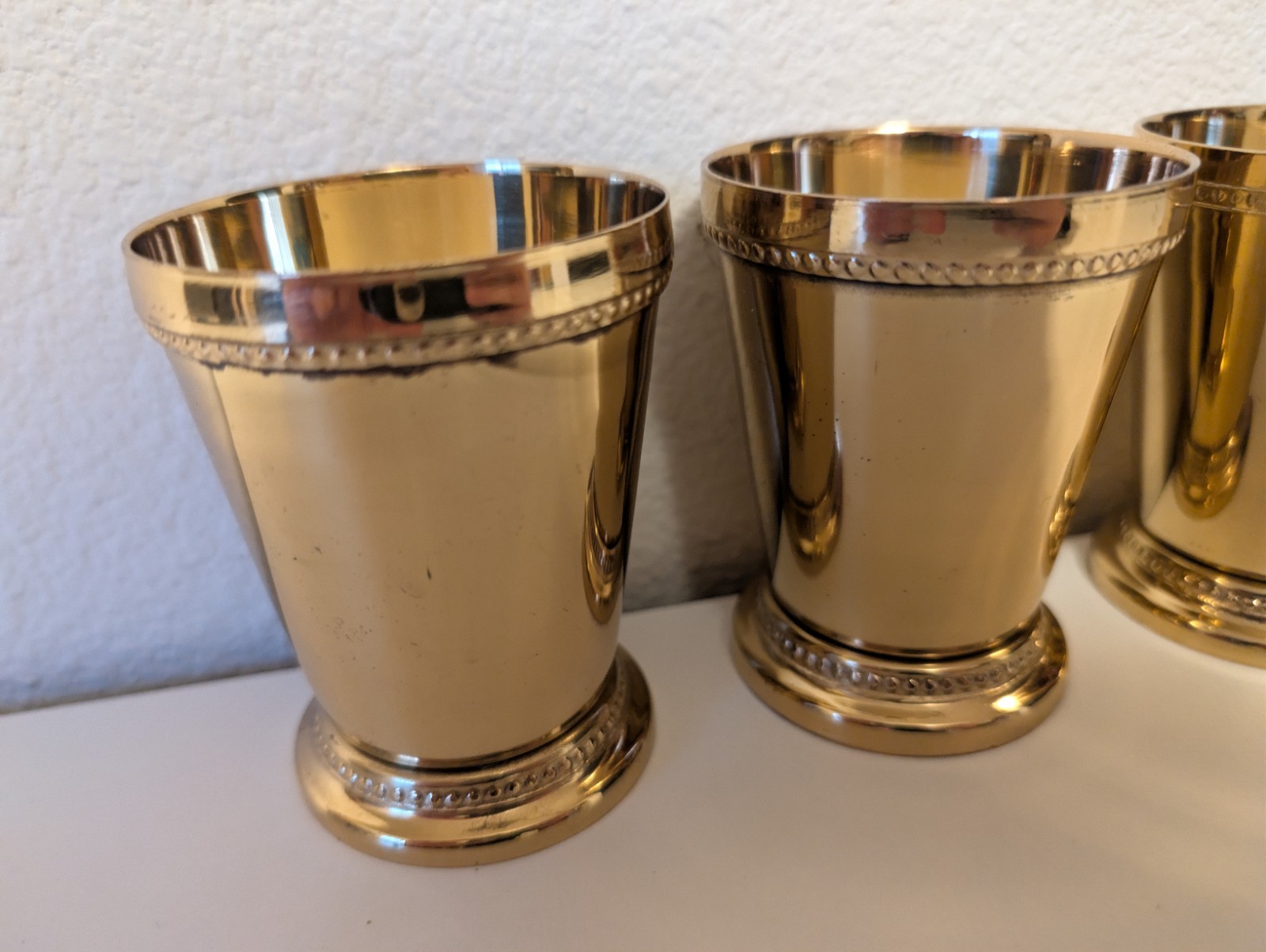 Godinger Silver Plated Beaded Mint Julep Cups Set of 6 Gold Finish 4 Inch