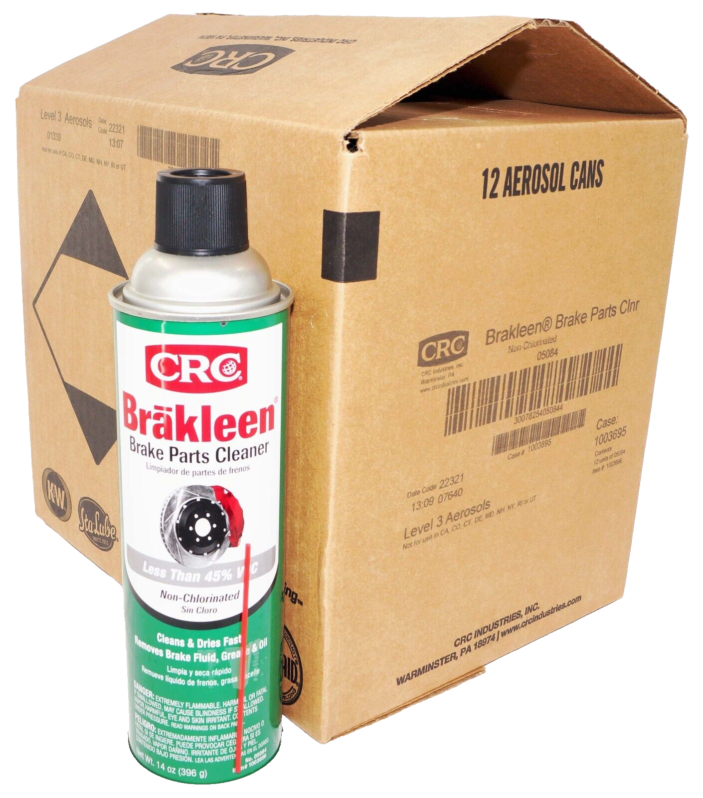 Case of 12 CRC Brakleen Brake Parts Cleaner Non Chlorinated 14oz Low VOC 05084