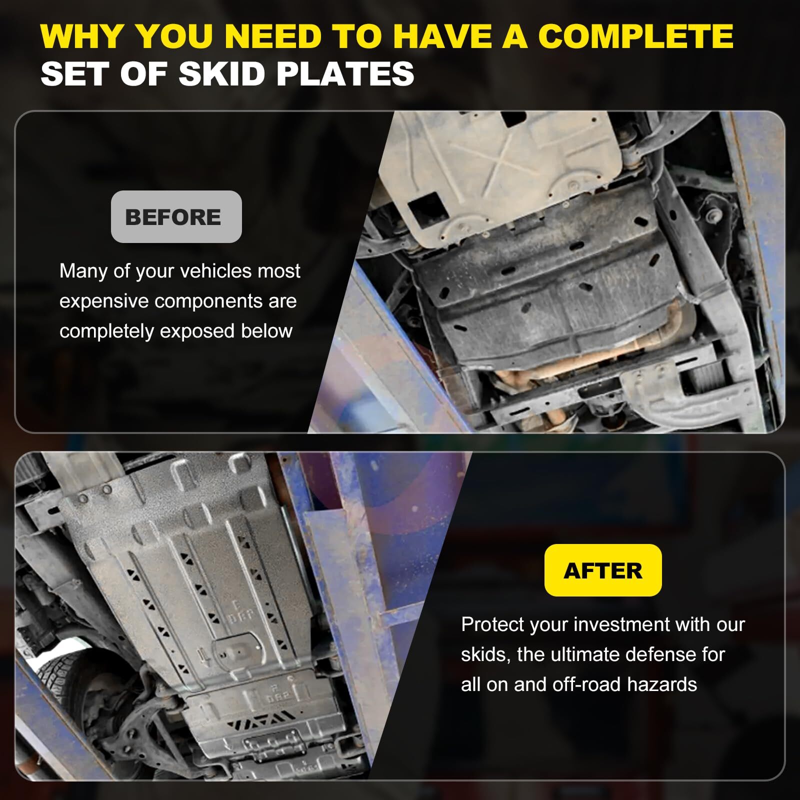 Full Skid Plate Package w/Front Transmission Skid Plate For 2015-2022 Ford F150