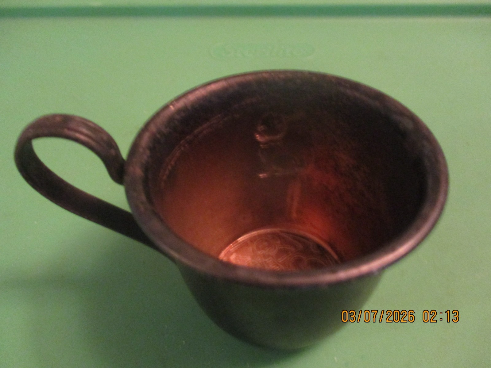 Vtg Selandia Denmark 820 European Silver Children's Cup w/ Embossed Cat