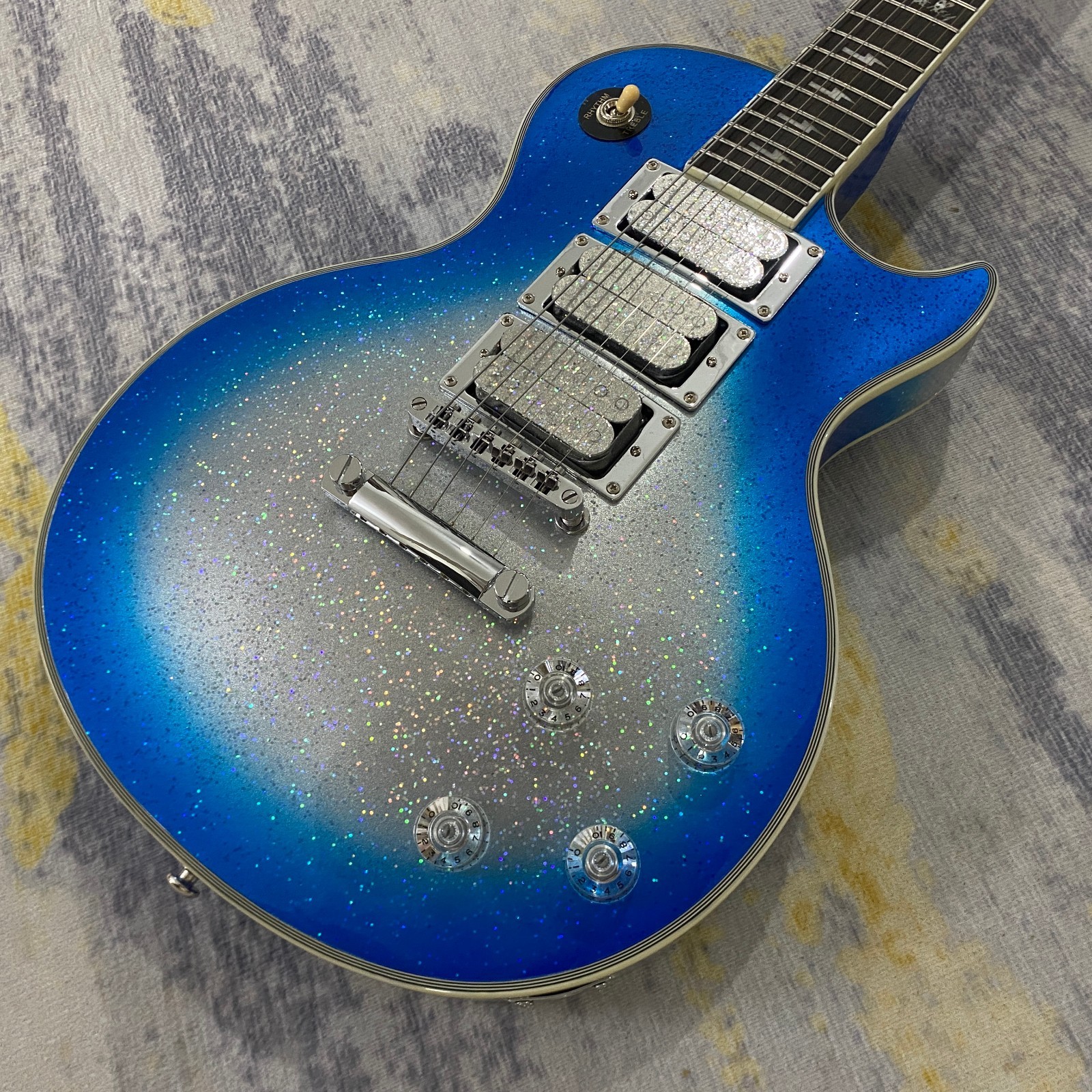 Custom LP Electric Guitar Blue Silver Ace Frehley Rosewood Fretboard 3H pickups