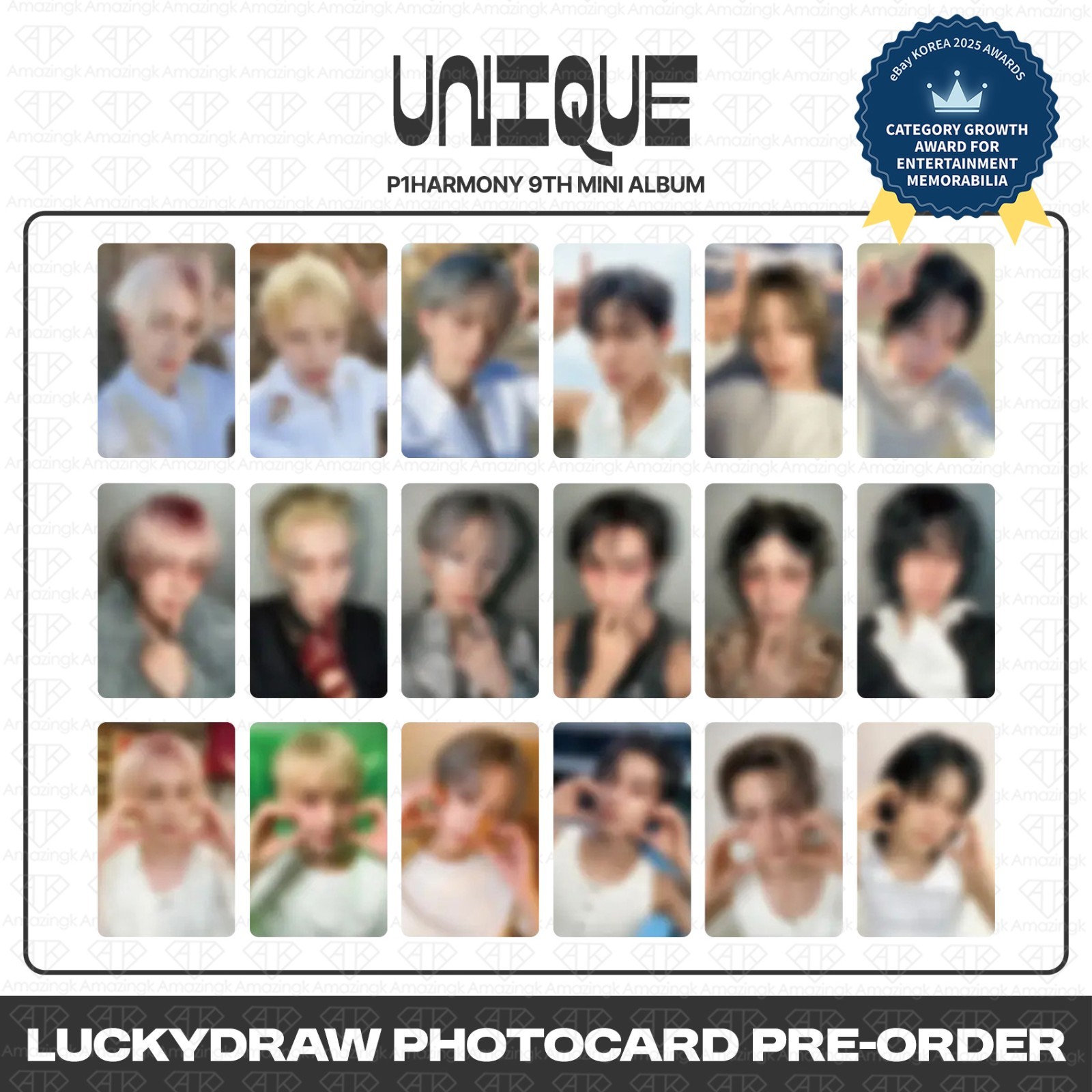 [PreSale] P1Harmony 9th Mini Album UNIQUE OliveYoung LuckyDraw Photocard