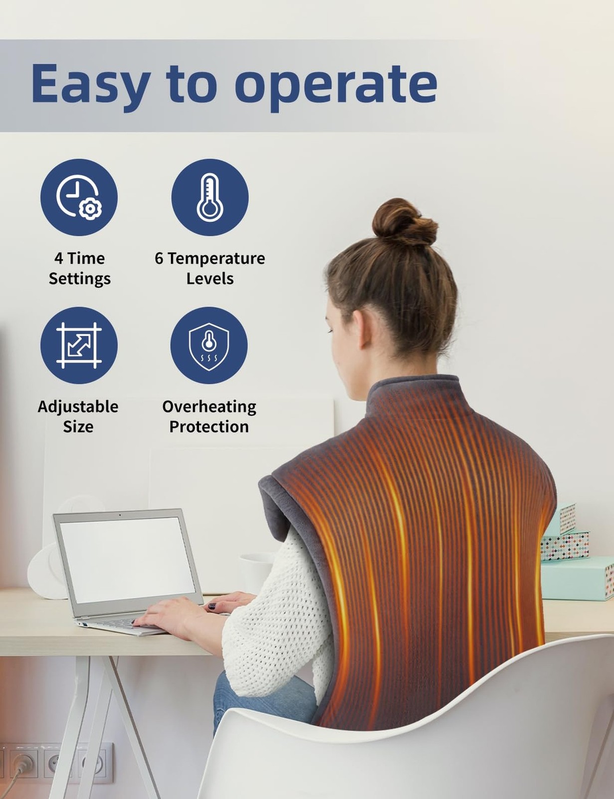 Heating Pad for Back and Period Pain Relief, for Shoulders, Abdomen & Waist, ...