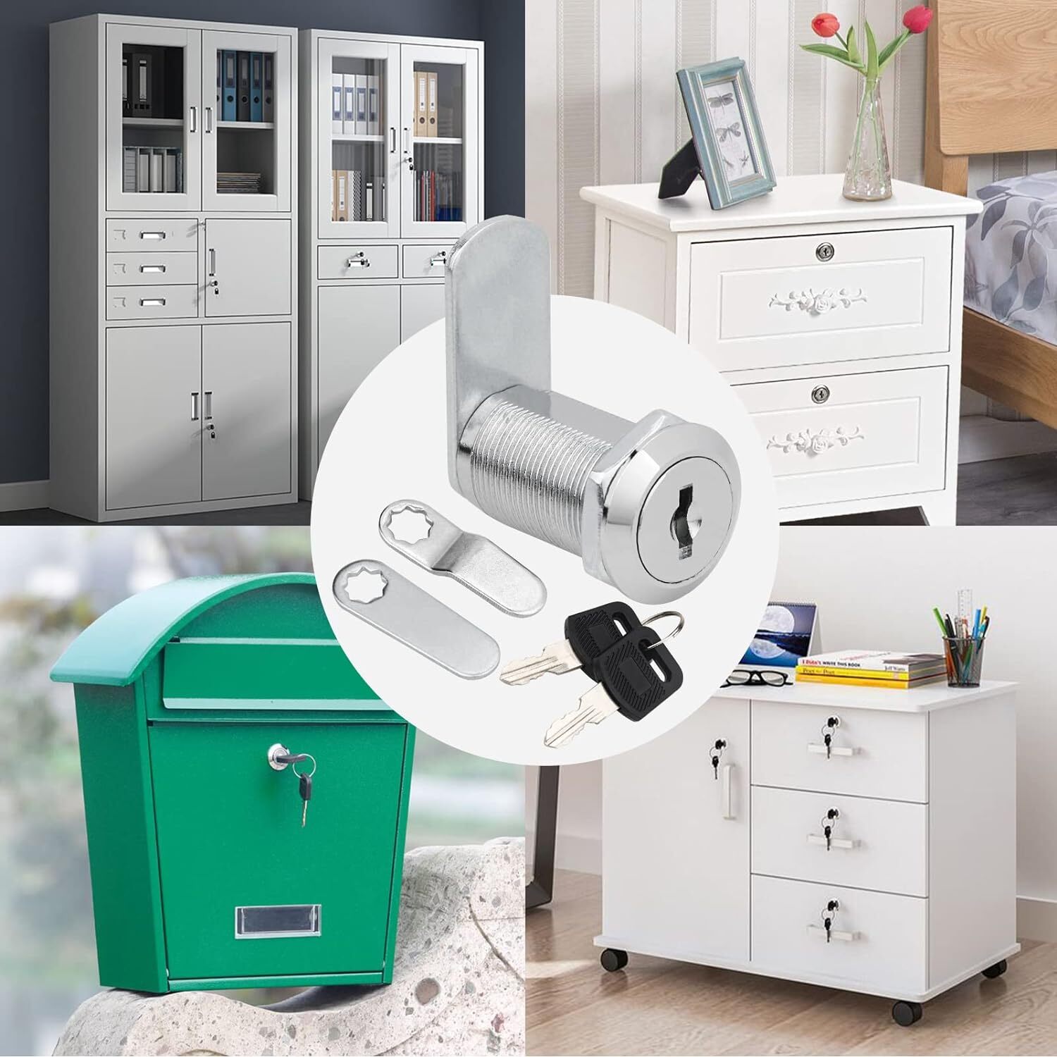 2/5/10 Pcs 5/8" 1" 1 1/8" Cabinet RV Cam Locks Keyed Alike Secure Drawer File