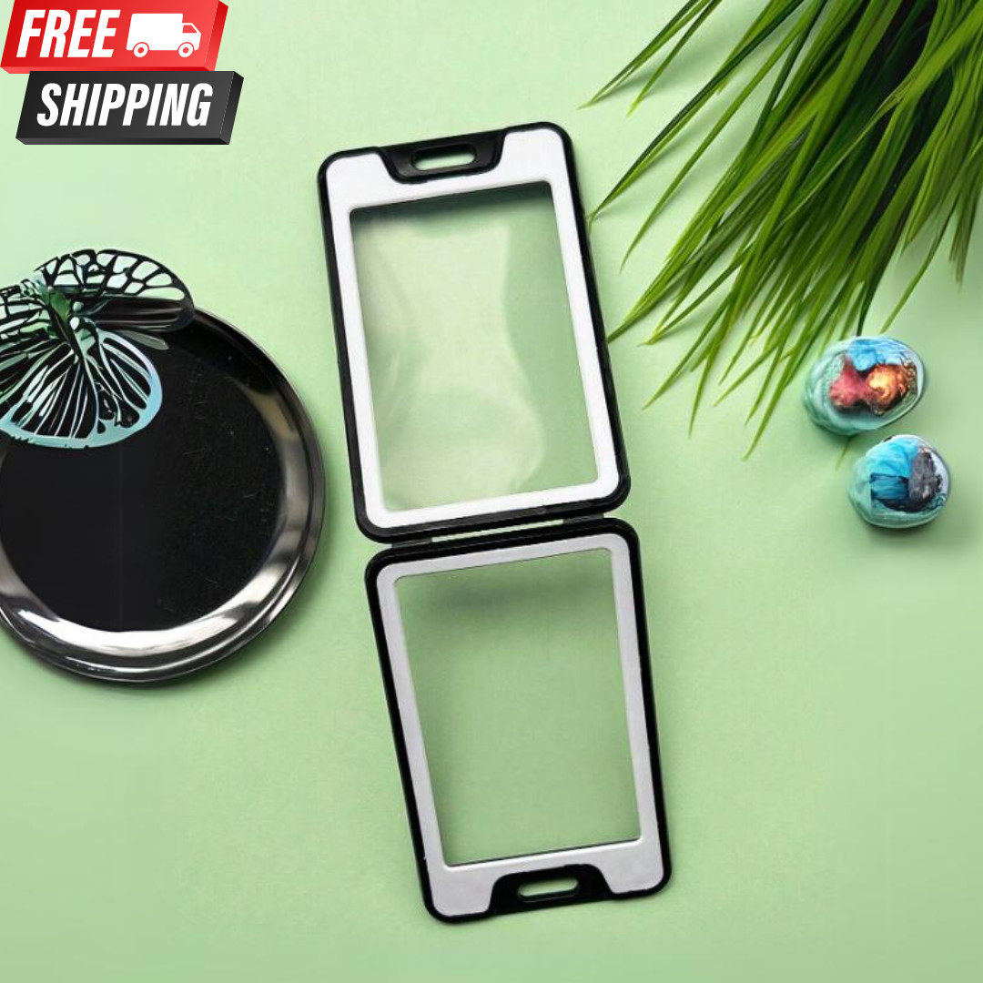 ID Badge Holder with Double-Sided Windows Hard Plastic Vertical ID Card Holder