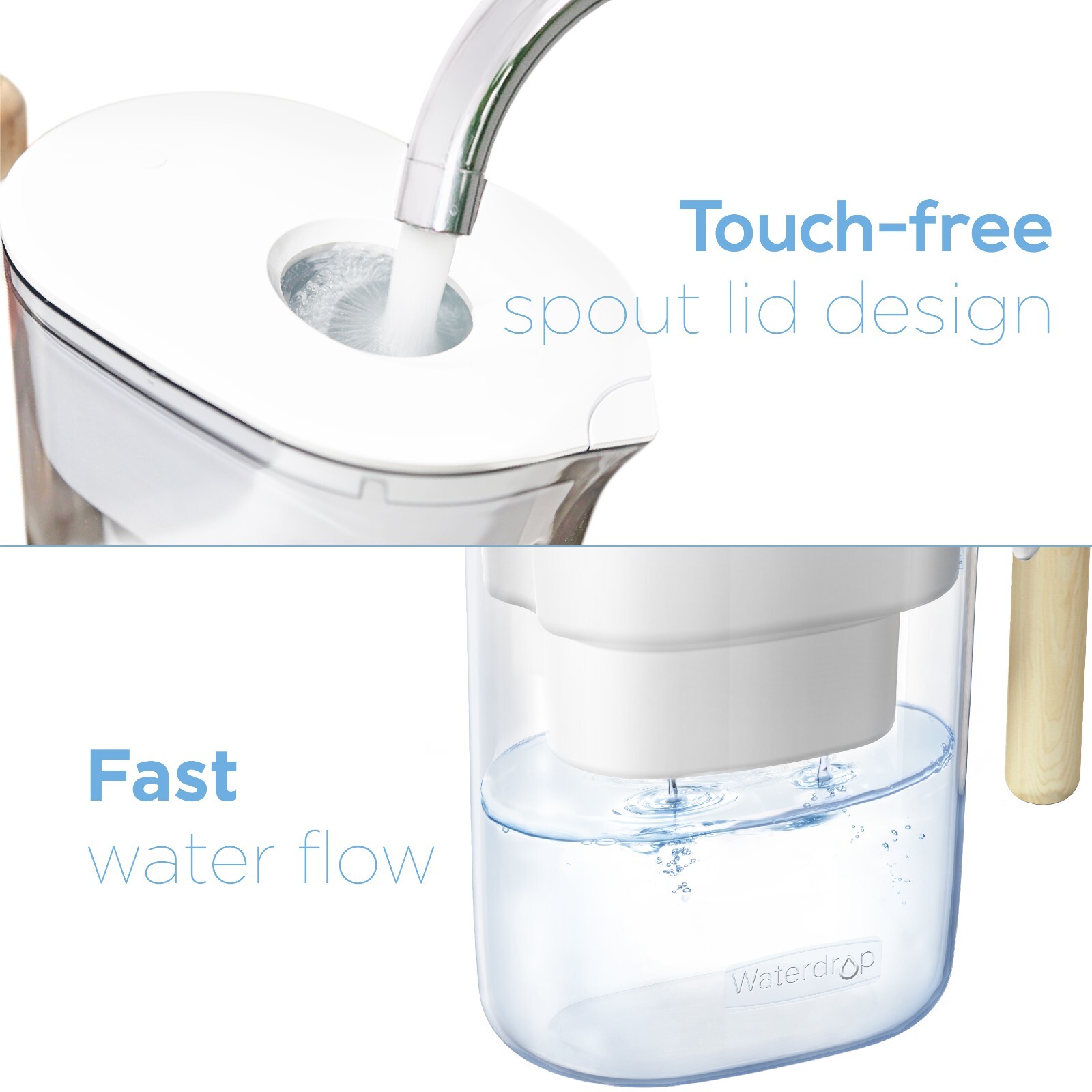 Waterdrop Chubby 10-Cup Water Filter Pitcher, NSF Certified,Long-Lasting 200 gal