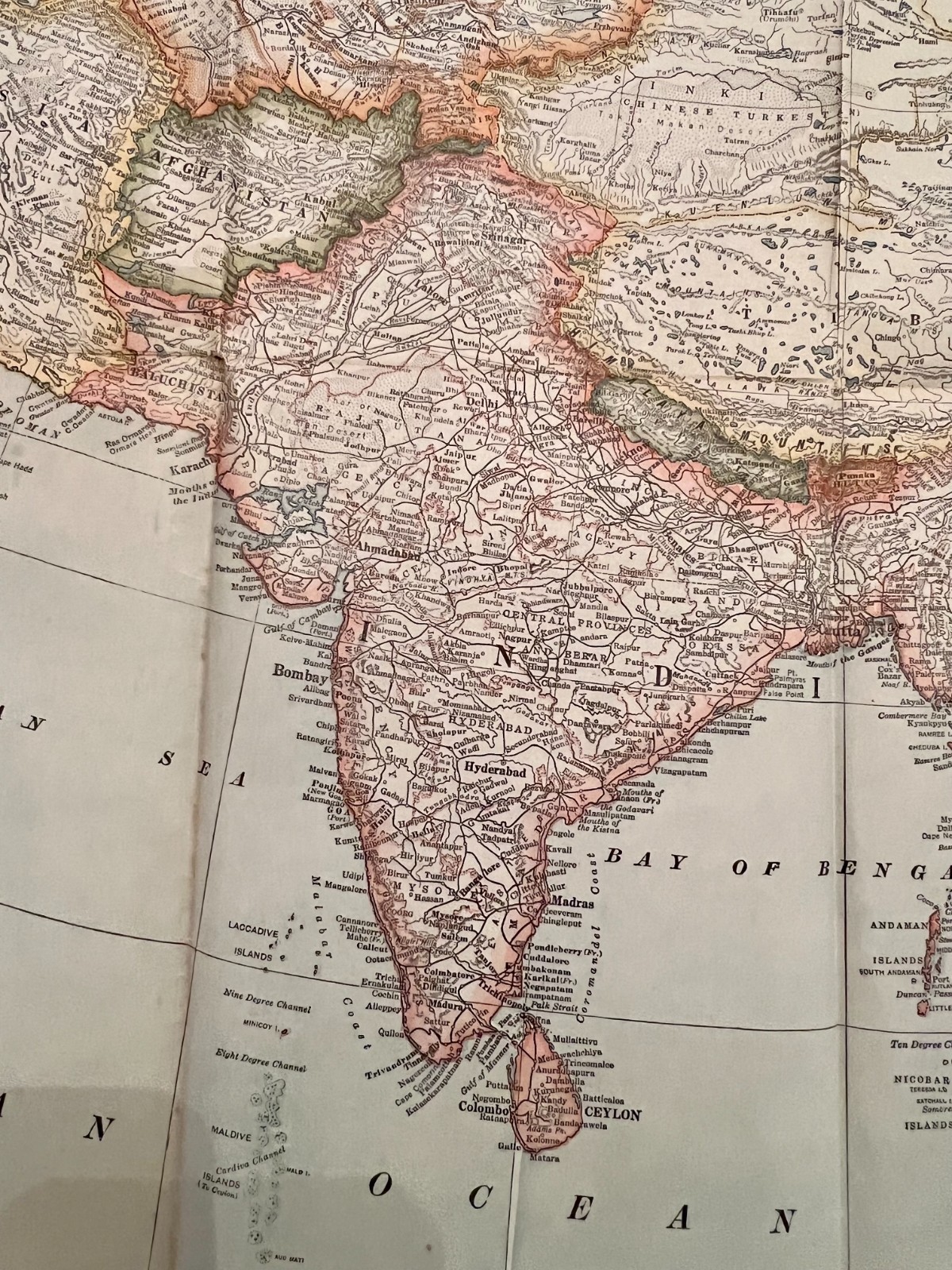 Original 1921 MAP of ASIA Post WW1 Vintage