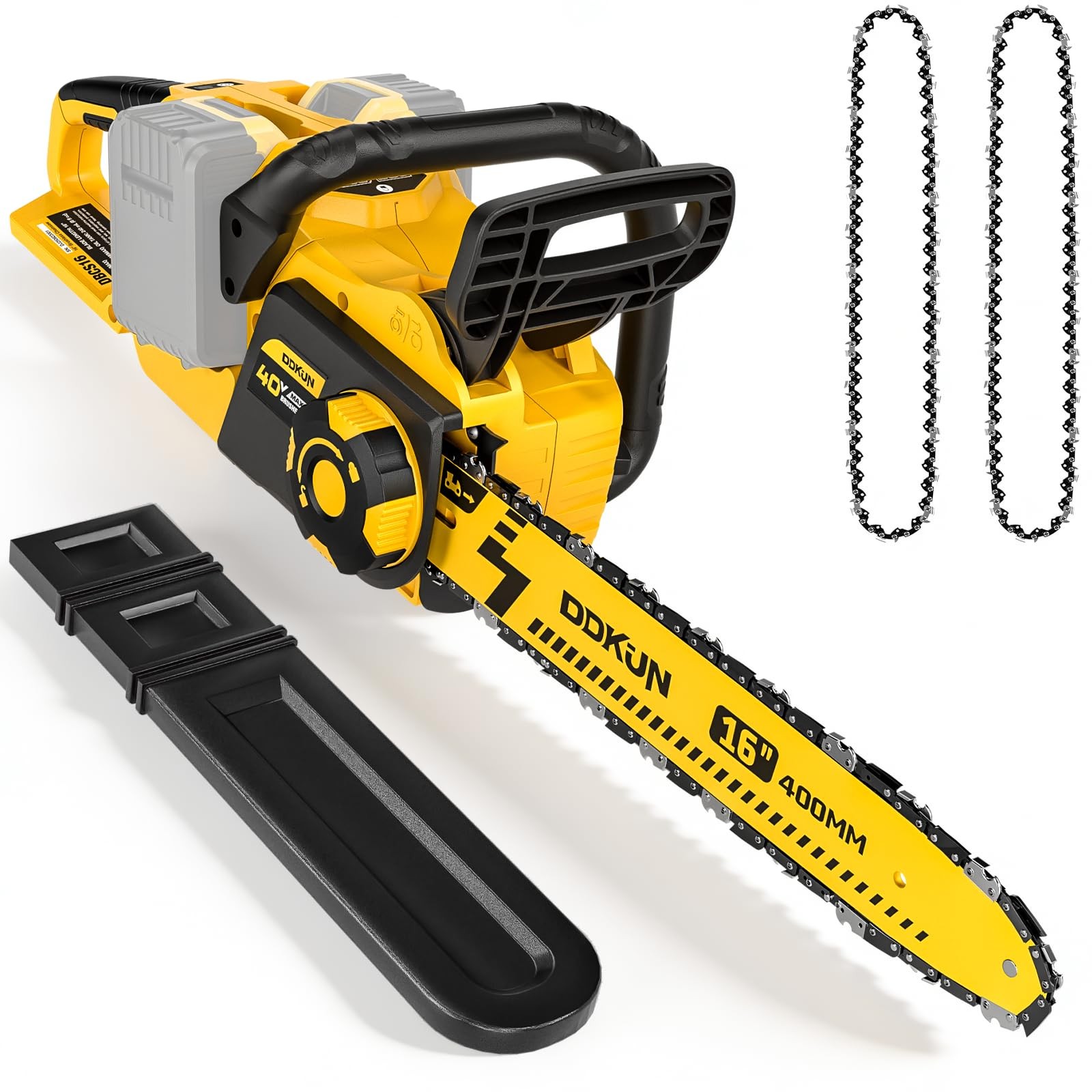 DDKUN 16-Inch Brushless Chainsaw, 40V (2 x 20V MAX) Cordless Battery Yellow