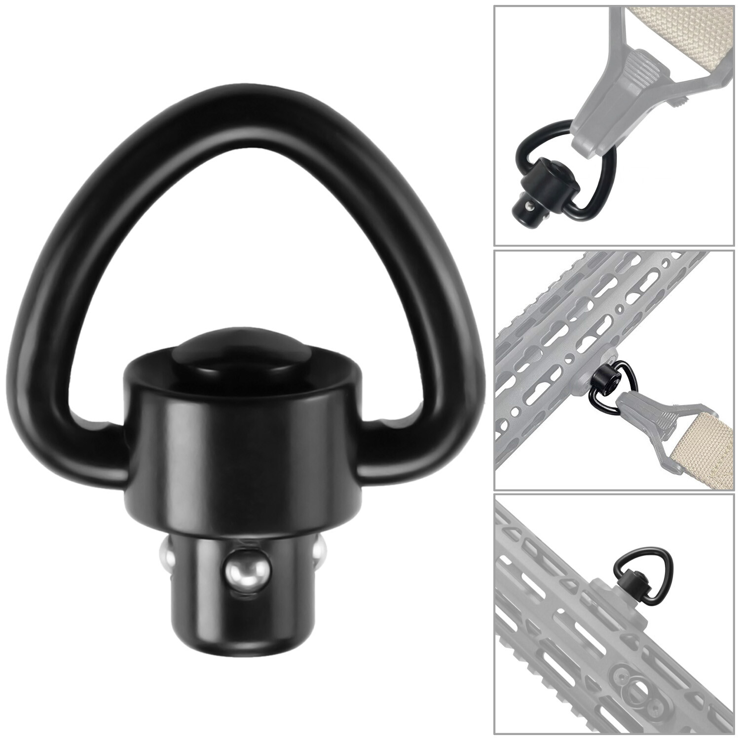 2 PCS D-Loop Quick Detach Set 1" Heavy Duty QD Sling Swivels with Push Button