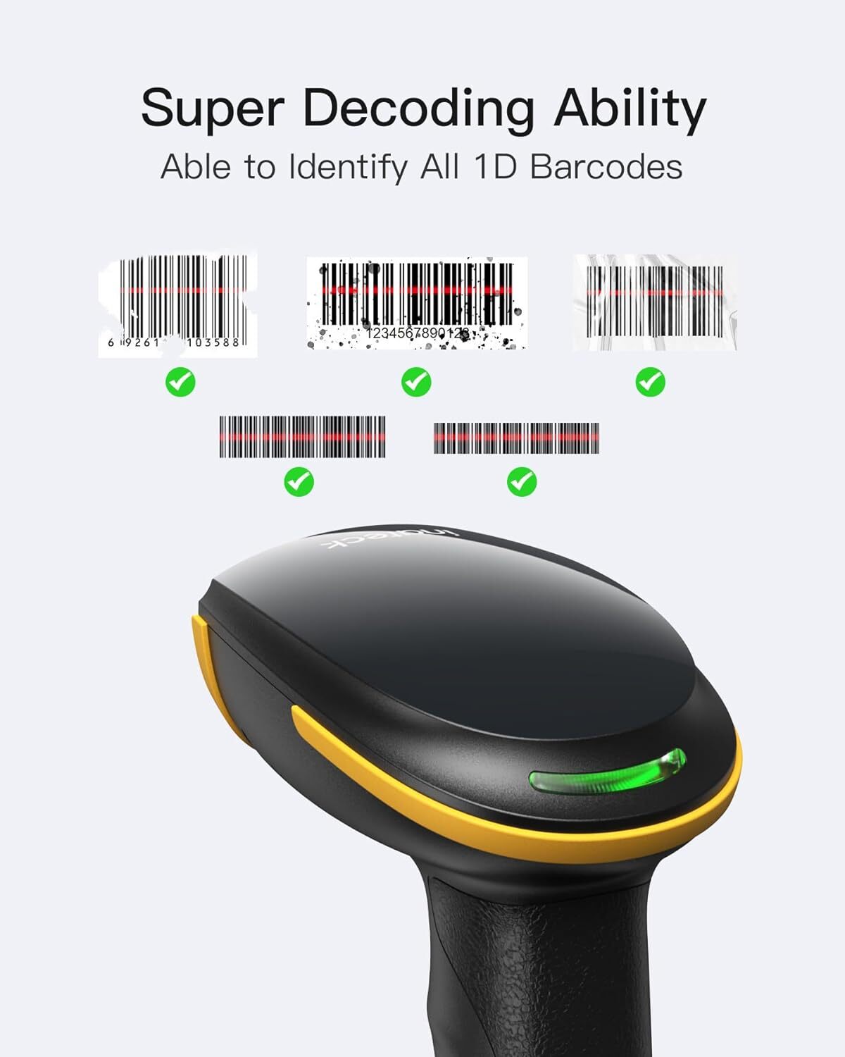 Inateck Wireless Barcode Scanner with APP/SDK Bluetooth 1D USB Barcode Reader