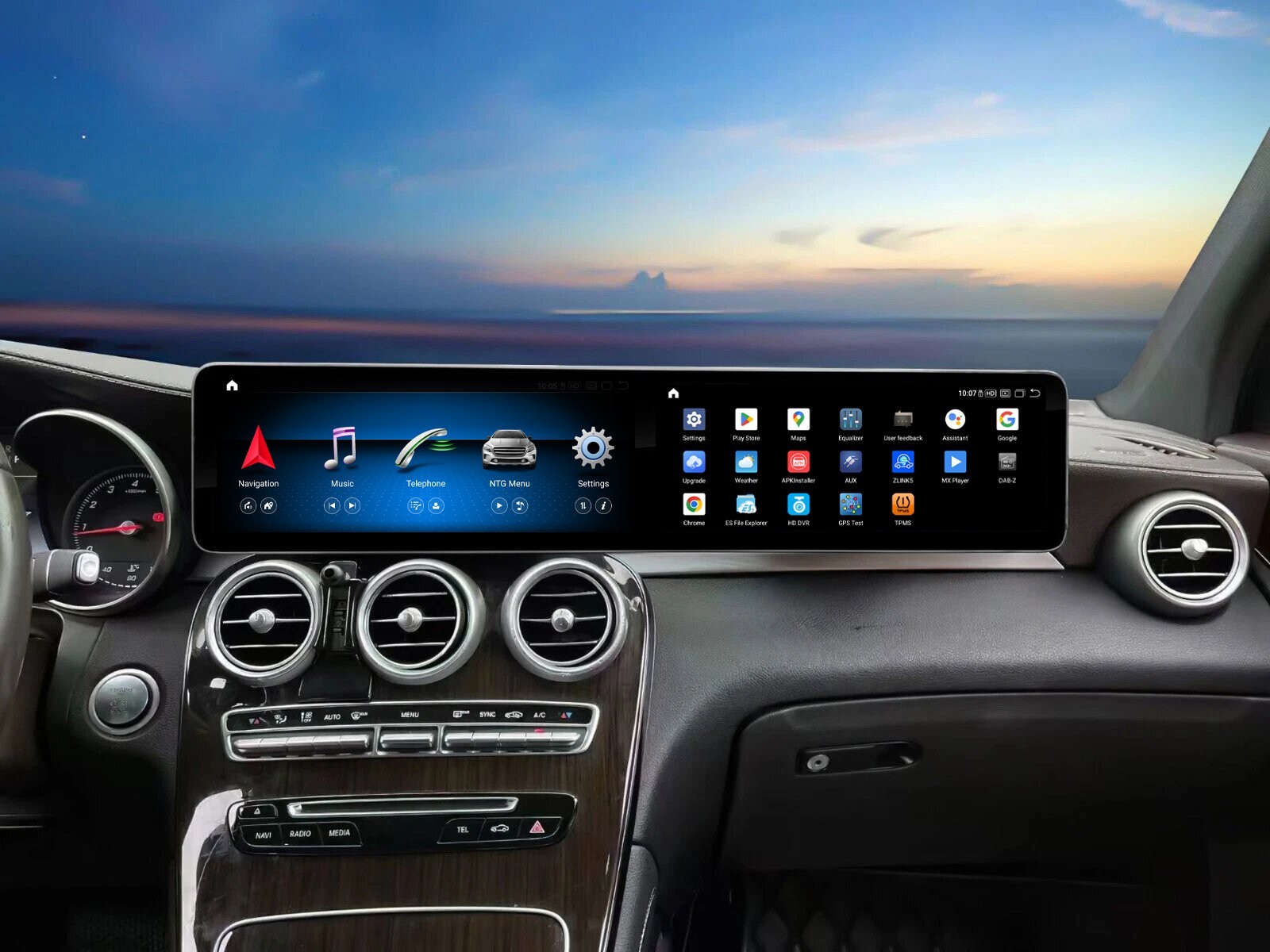 Dual Screen 12.3'' Android CarPlay GPS Stereo For Mercedes C/GLC-Class W205 X253