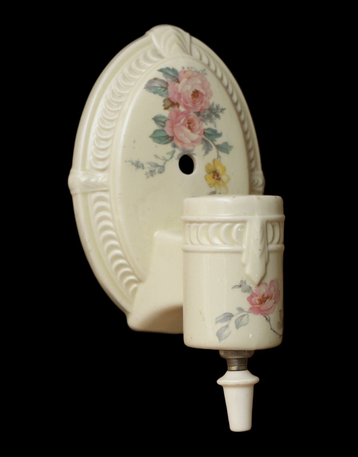 Pair of Traditional White Floral Porcelain Wall Sconces