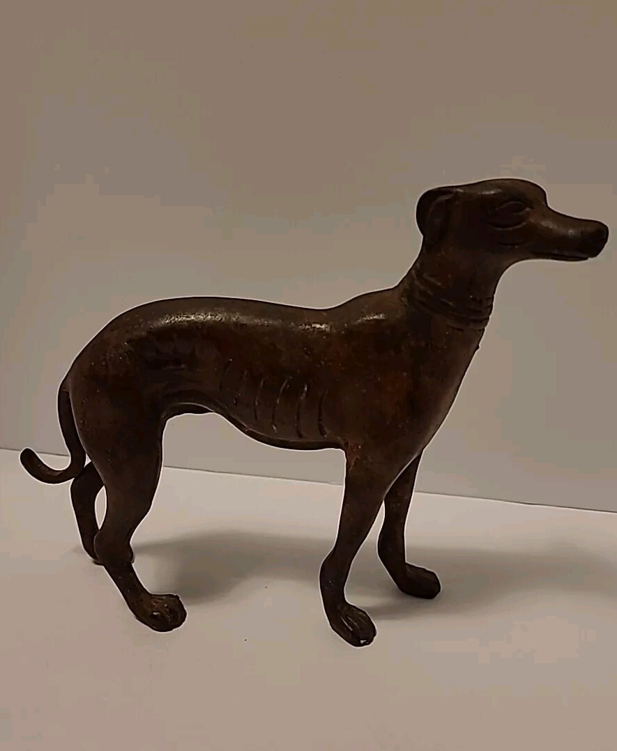 GREYHOUND Dog Figurine/Sculpture 19th C. Bronze 5 1/4" H x 7" L