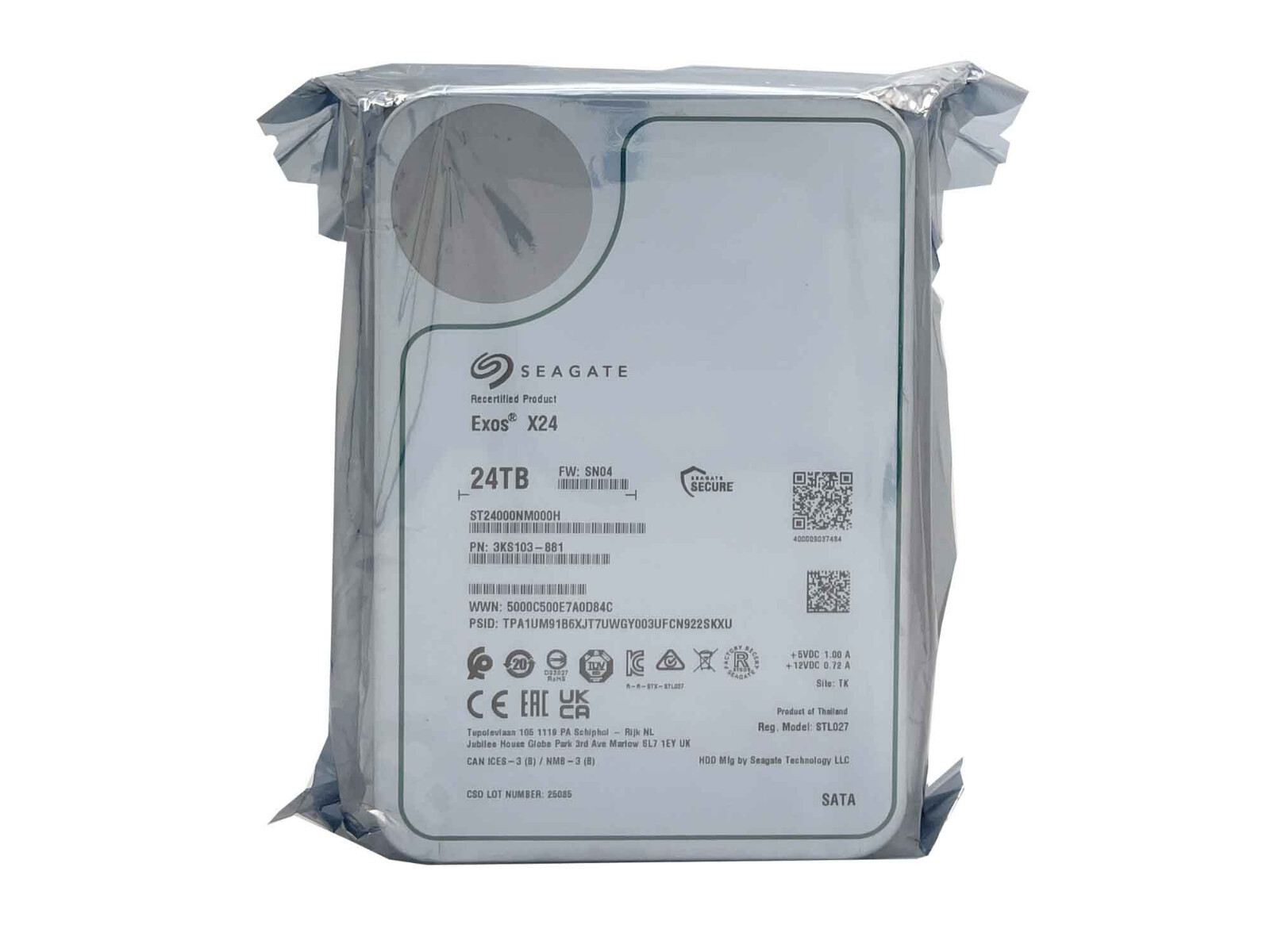 Seagate ST24000NM000H 24TB 7200RPM SATA 6Gb/s 256MB 3.5in. Enterprise Hard Drive