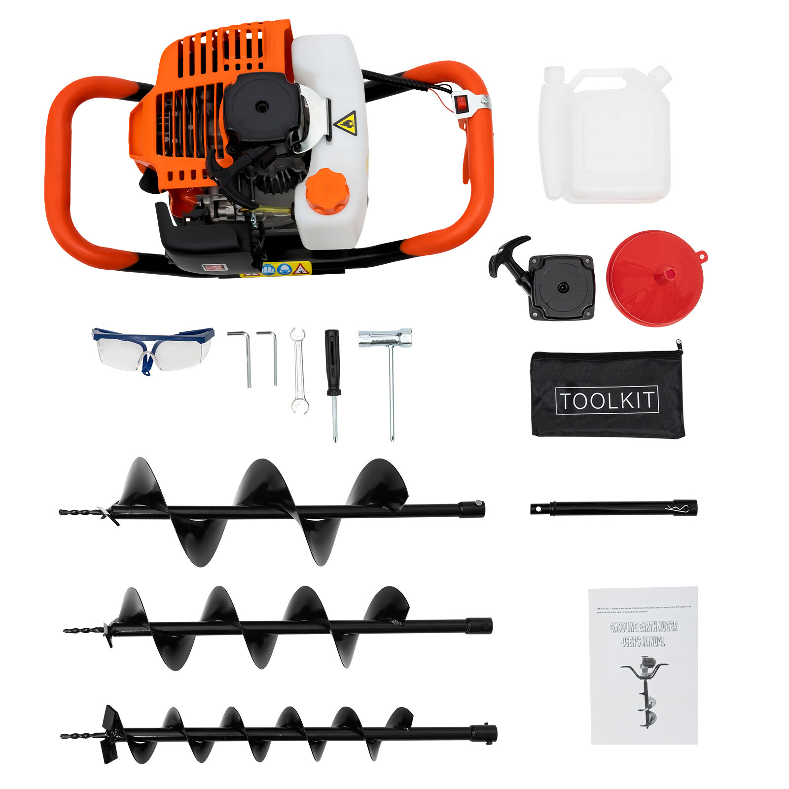 52CC Gas Powered Post Hole Digger Earth Auger with 4-8 Inch Bits