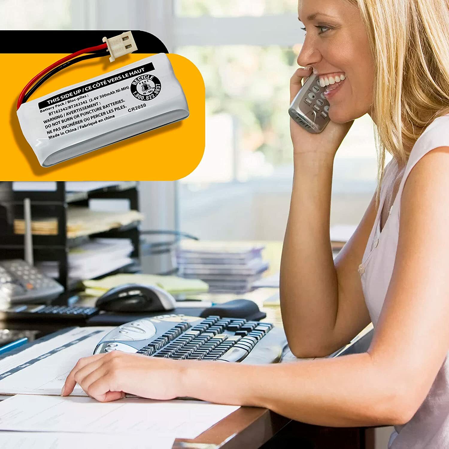 VTech BT162342/BT262342 2.4V 300mAh Ni-MH Battery Pack for Cordless Phone