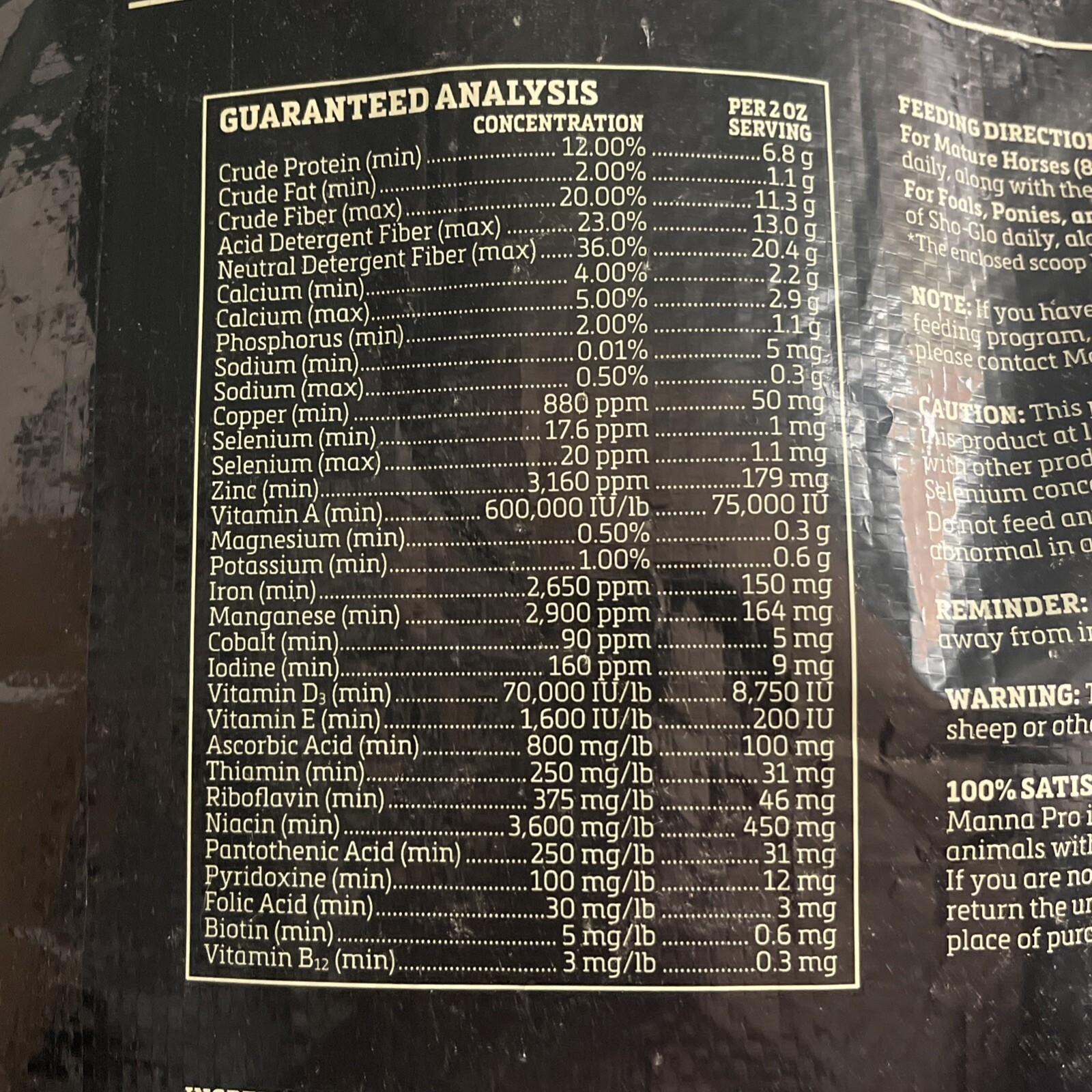 Manna Pro Sho-Glo Horse Supplement 25 Pounds 200 Day Supply For 800-1200# Horse