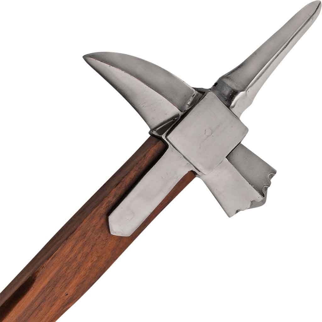 24" lucerne war hammer hand forged carbon steel head hardwood handle medieval