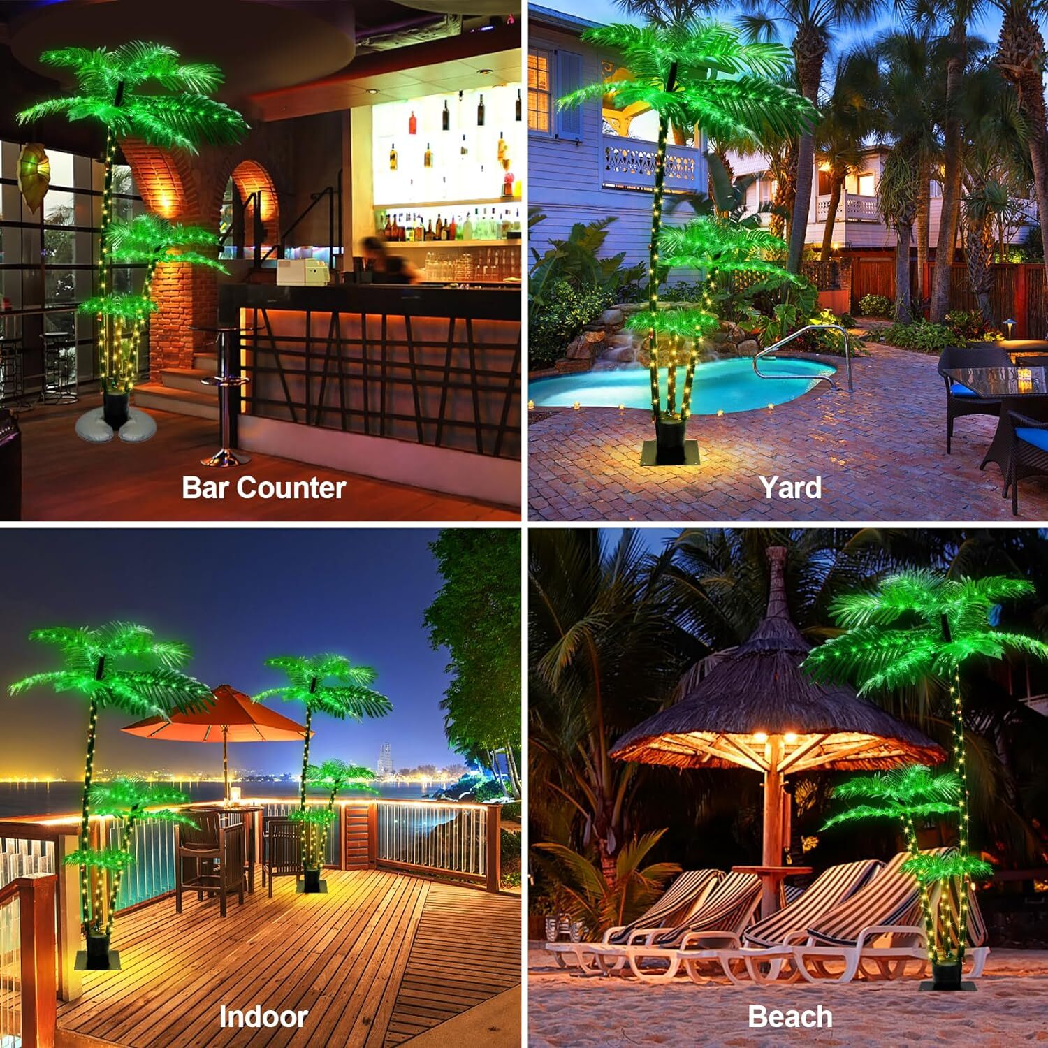 6FT LED Solar Lighted Artificial Palm Tree, Outdoor Christmas Yard Pool Decor