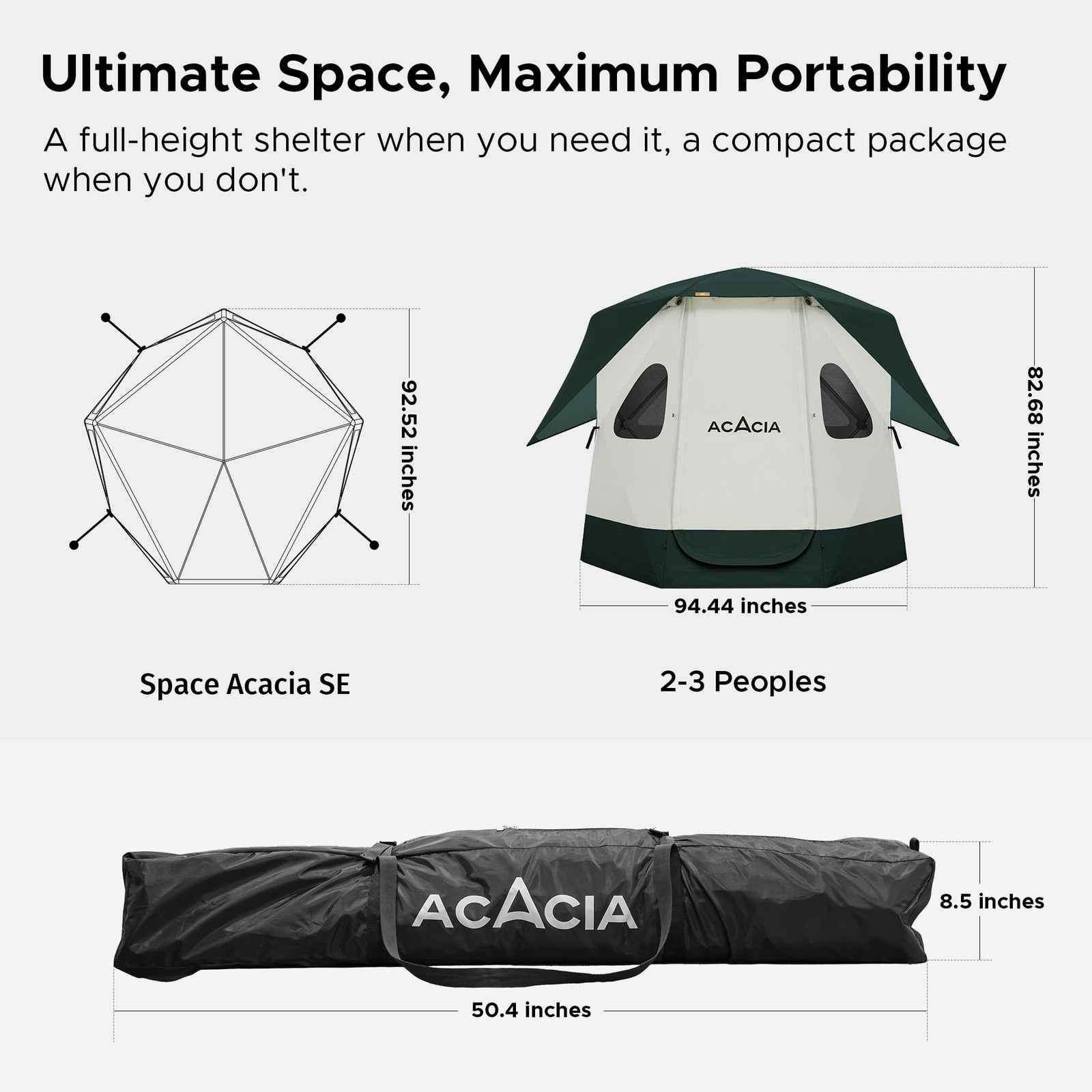 Space Acacia Lite Camping Tent | 2/3/4/8 Person Pop Up Tents for Camping | Li...