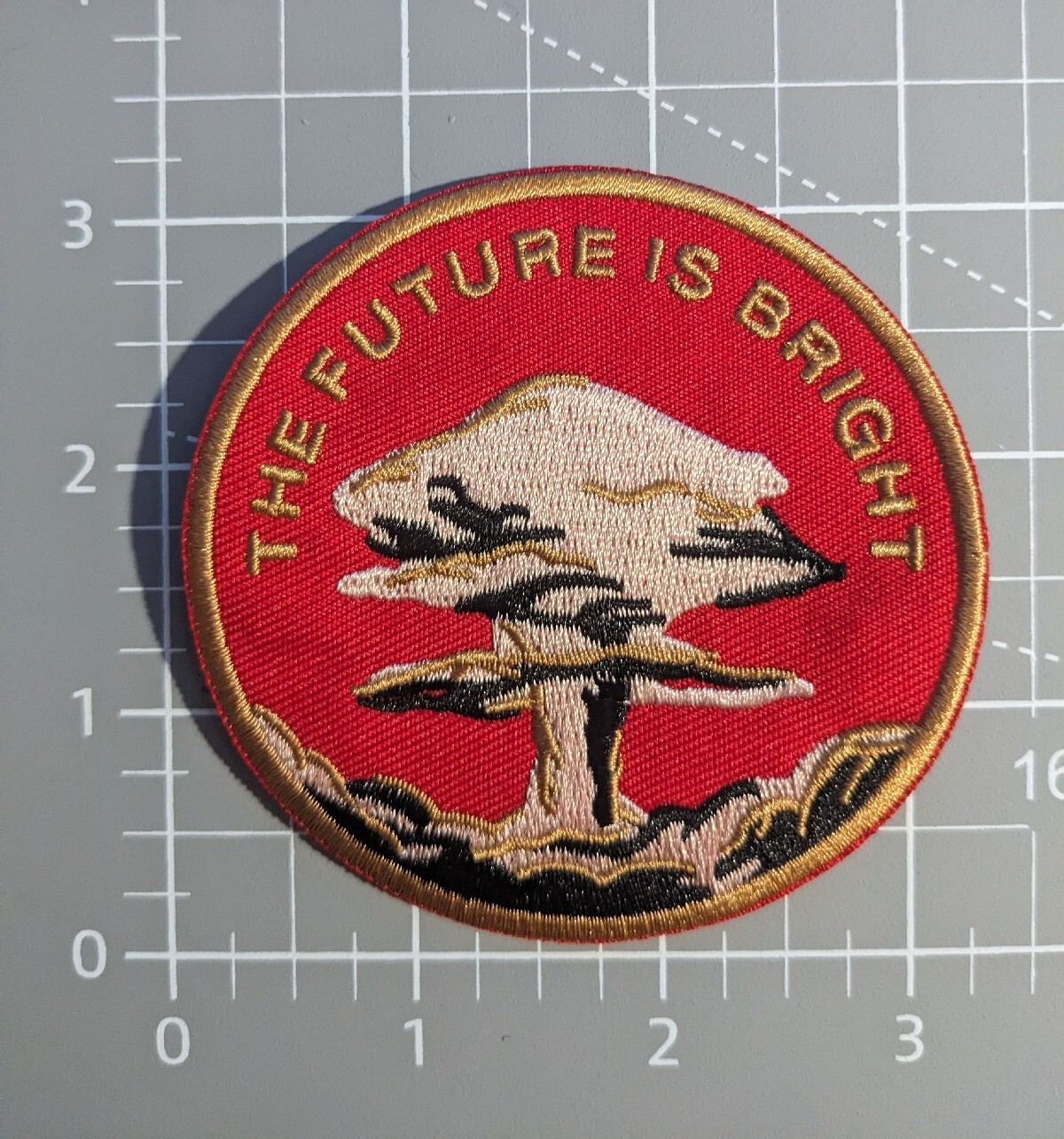 The Future is Bright Nuclear Bomb Mushroom Cloud Embroidered Iron On Patch 3.25"