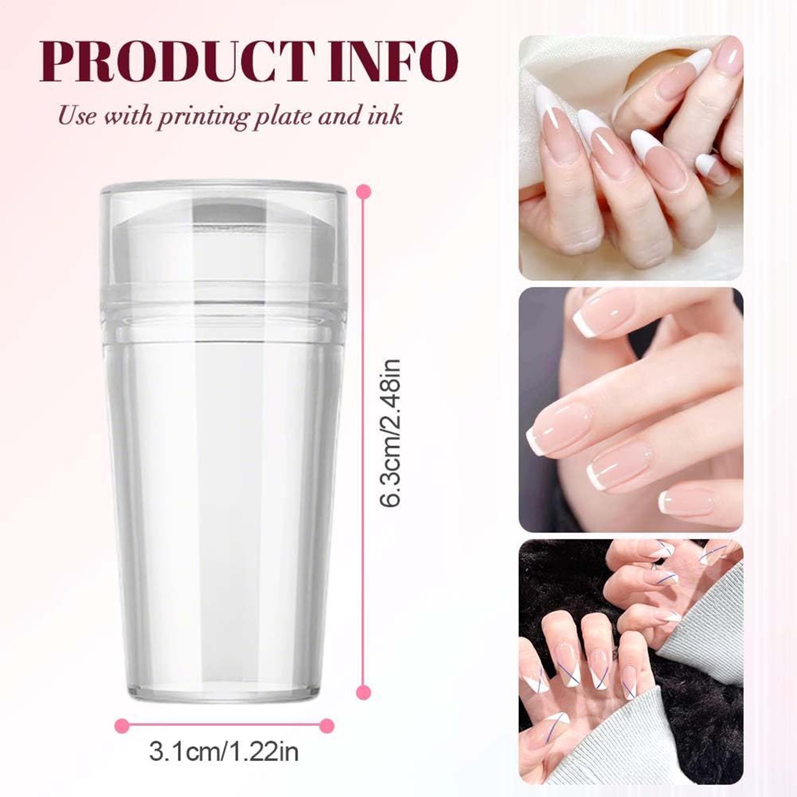 Silicone Head Nail Stamp Set with Scraper French Nail Art Template DIY Tool Lot