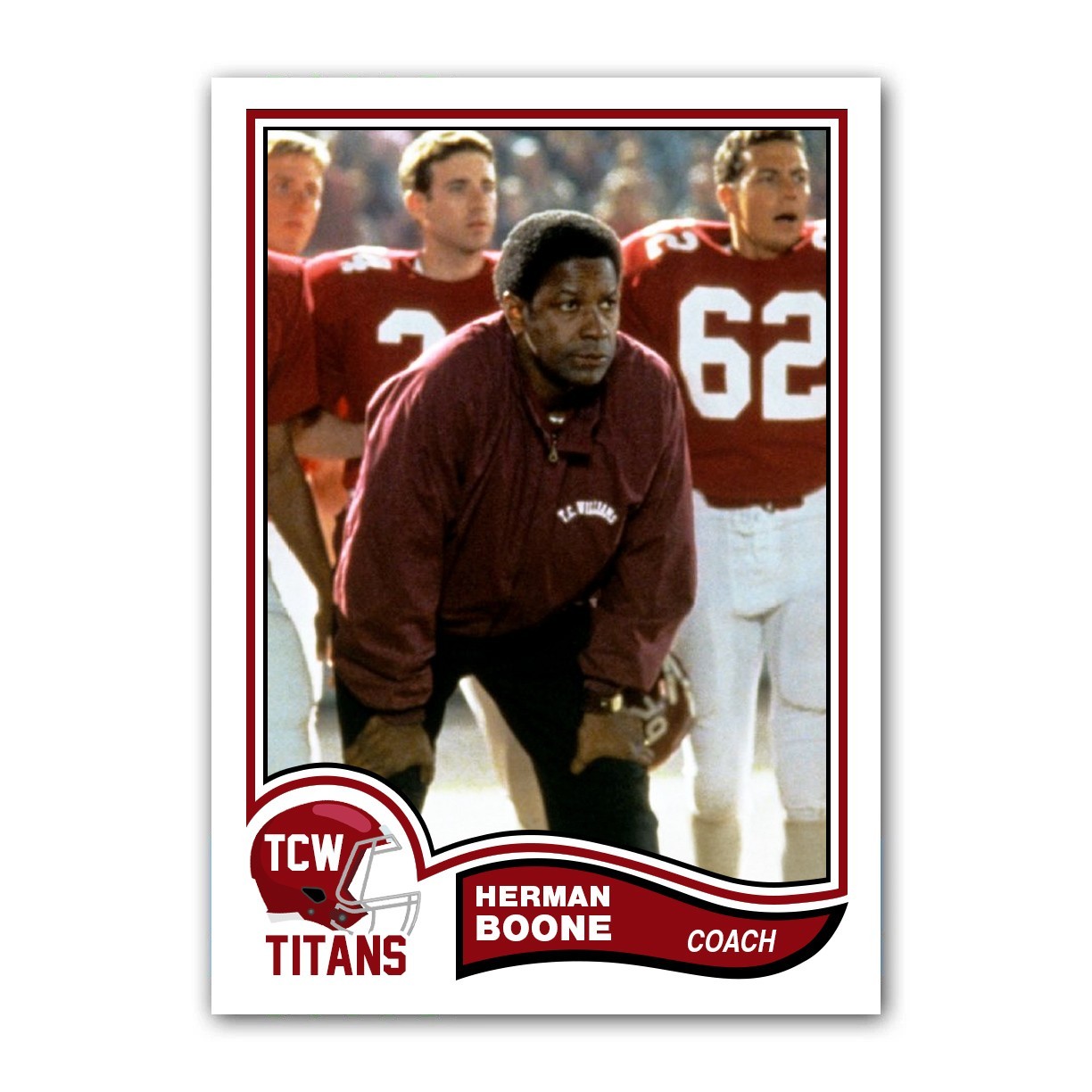 Herman Boone Remember the Titans Card Reprint Denzel Washington 1980s Style