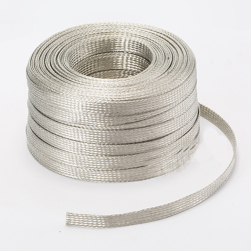 Wire Shielding Braid Ground Strap Tinned Copper Metal Cable Sleeve Mesh Flat Lot