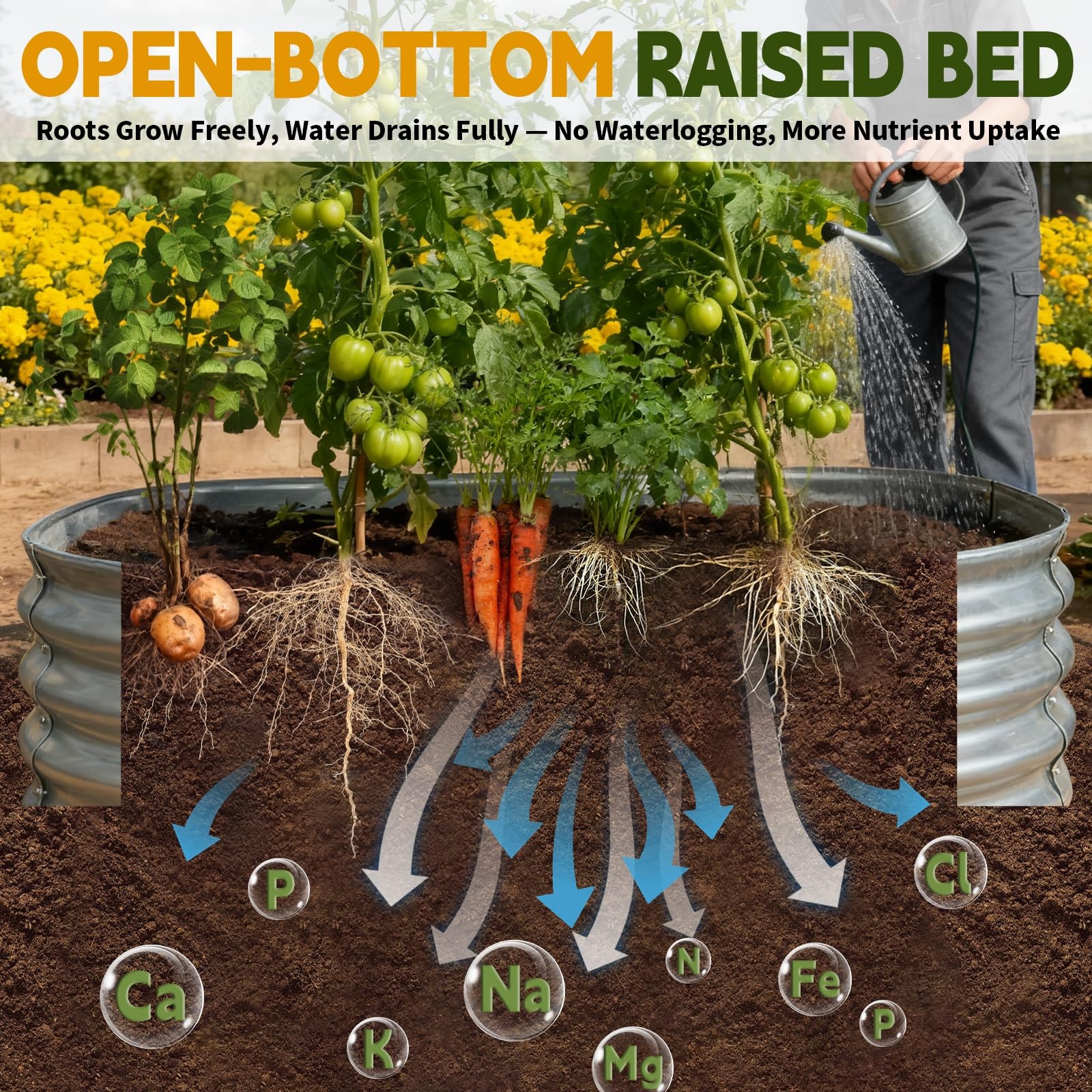 Galvanized Raised Garden Bed Outdoor, Large Raised Bed for Gardening, 4x2x1ft...