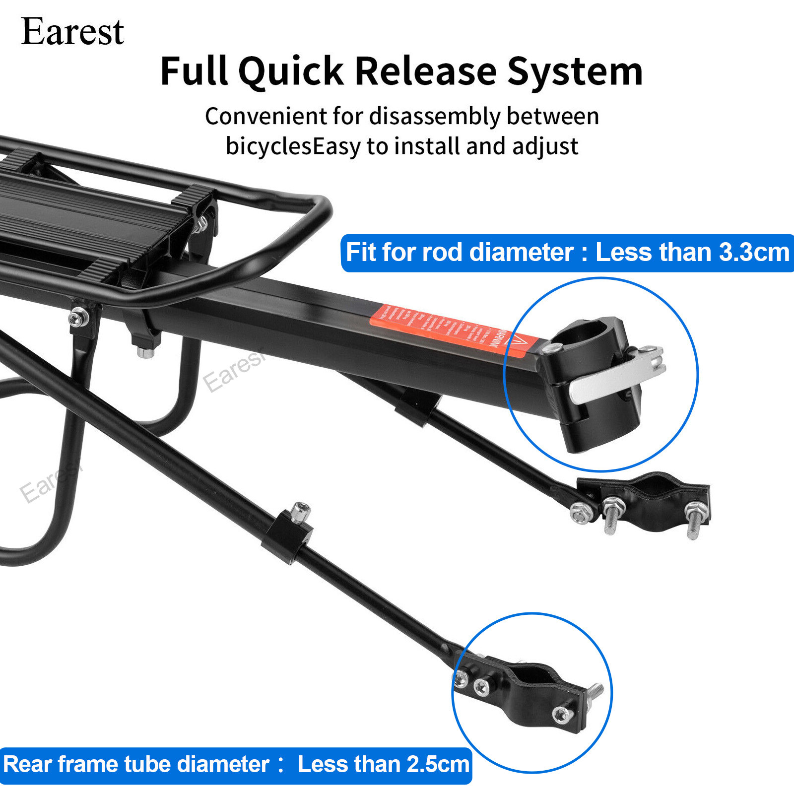 Rear Bike Rack Cargo Rack Alloy Mount Pannier Luggage Carrier Bicycle Fender