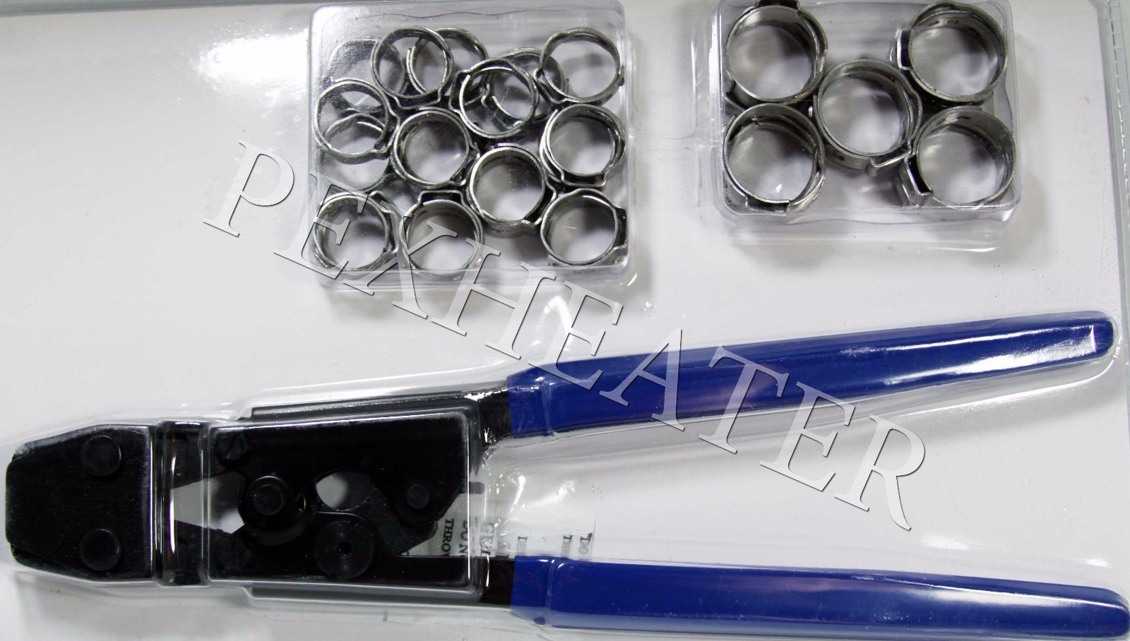 PEX CINCH CRIMPING TOOL + 30 1/2" and 3/4" SS CLAMPS