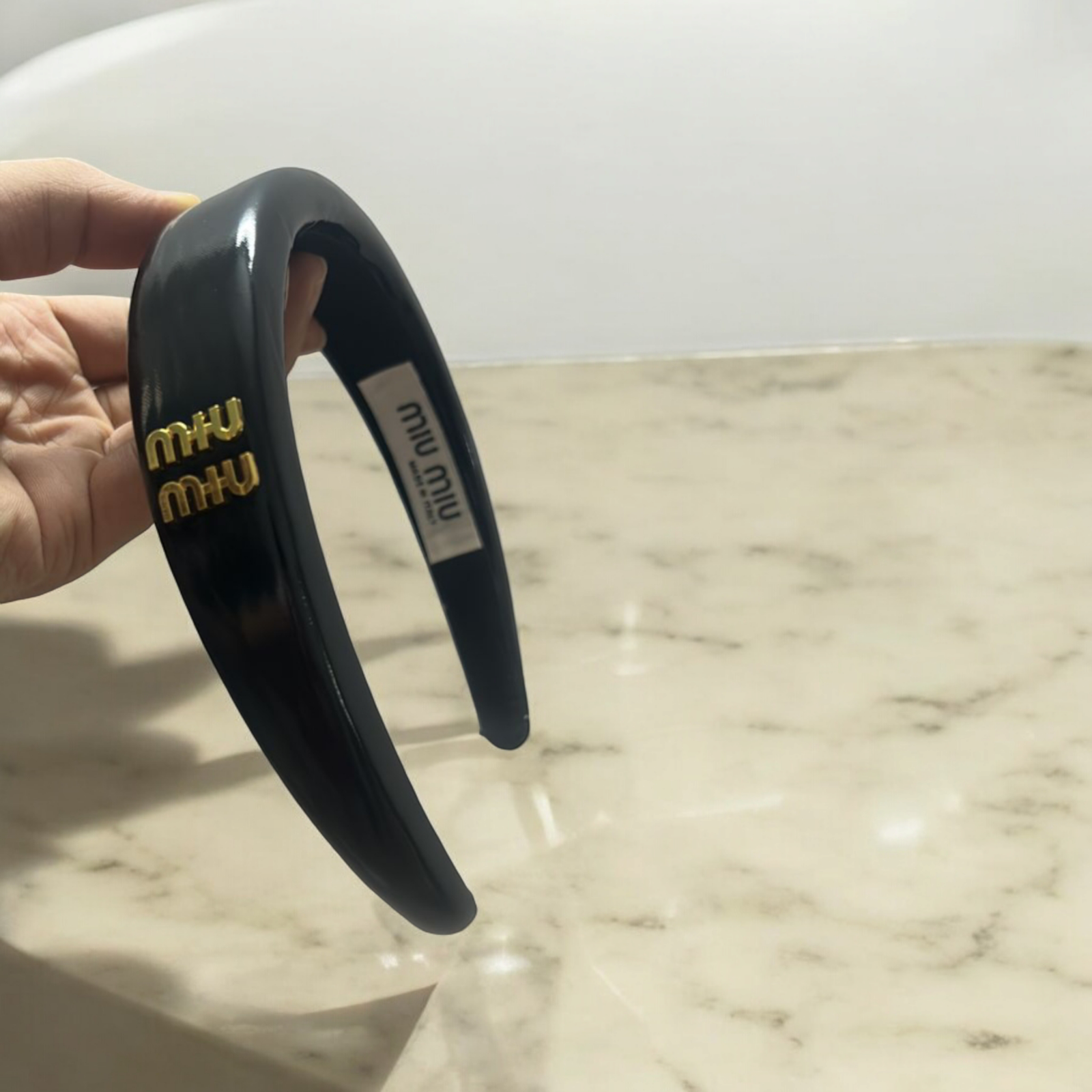 MIUMIU new sweet letters handmade hair band black headband