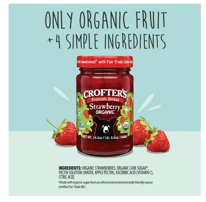 Crofters Organic Strawberry Premium Fruit Spread, 16.5 oz