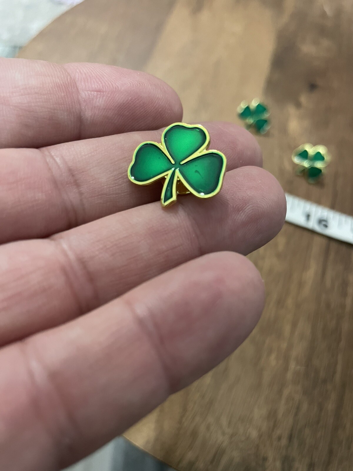 Shamrock Clover Pin Set Three Leaf Green And Gold Pin St Patrick’s Irish Luck