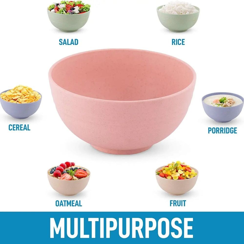 Zulay 24oz Unbreakable Wheat Straw Plastic Cereal Bowls Set of 4