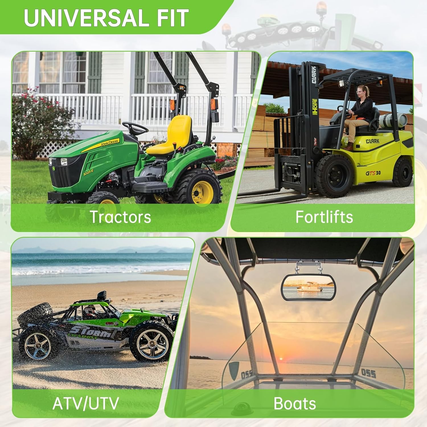 Universal Magnetic Tractor Mirror, Stainless Steel Rear and Side Mirror for Trac