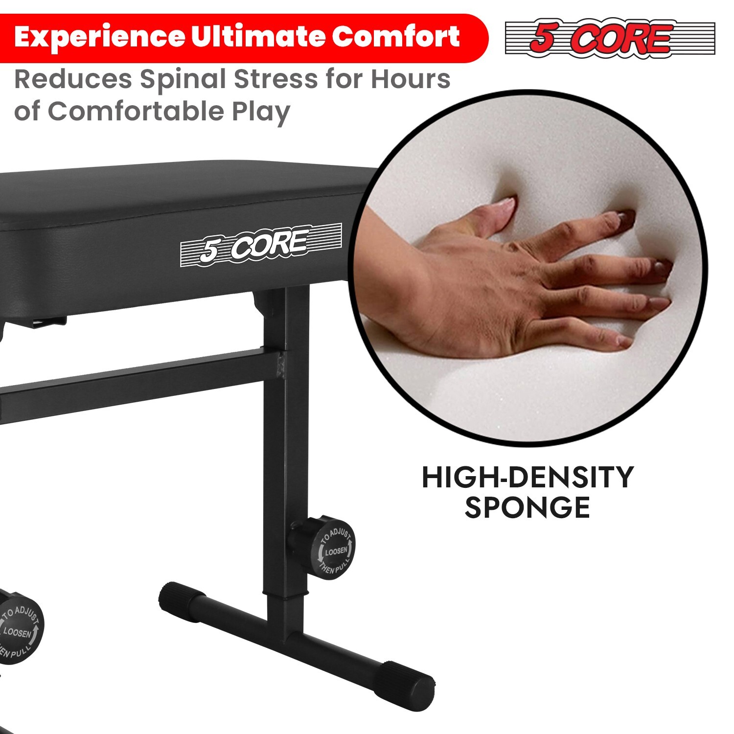5Core Piano Bench 3" Padded Cushion Adjustable Keyboard Stool Musician Chair