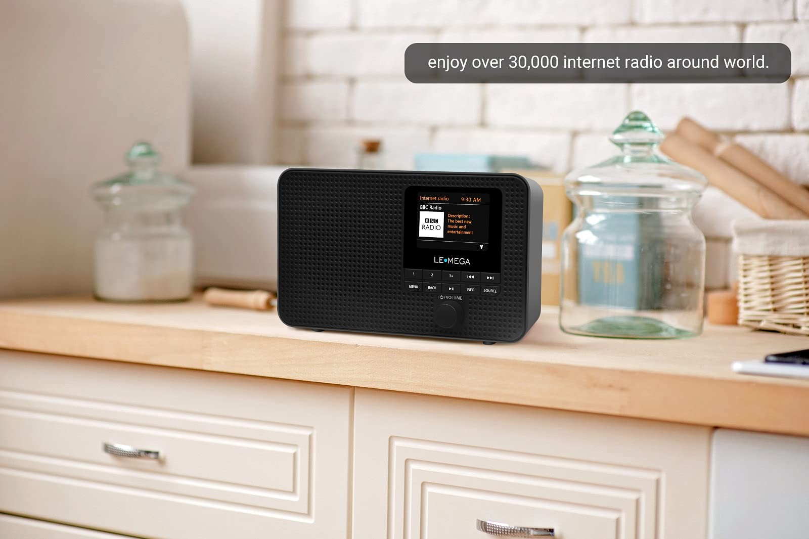 LEMEGA IR1 Portable WiFi Internet Radio,FM Digital Radio,Bluetooth Black