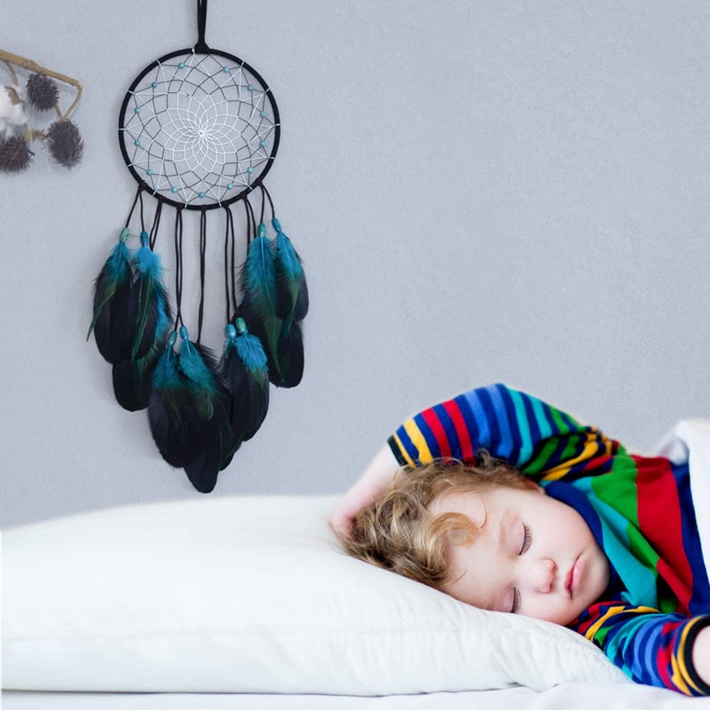 Blue Dream Catcher Handmade Boho Wall Hanging Decor Bedroom Art Gift